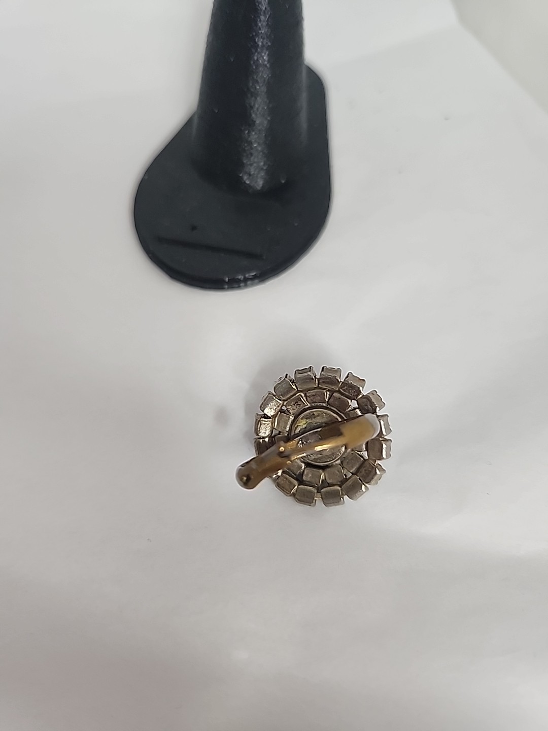 Vintage Topaz Clear Aurora Borelis Rhinestone Cocktail Adjustable Ring