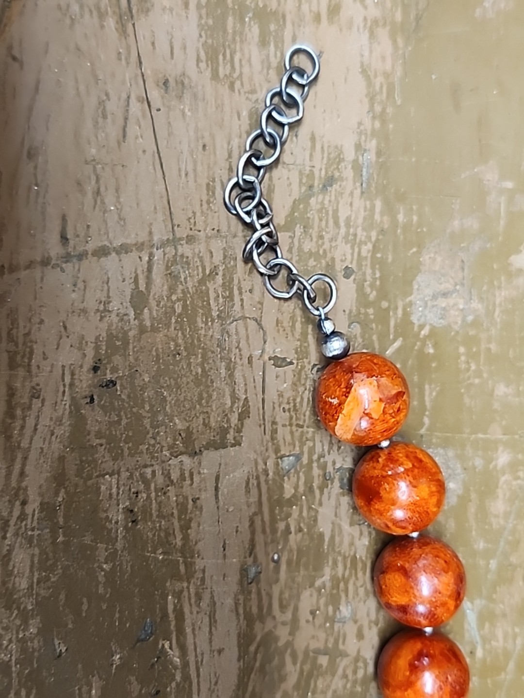 Vintage Apple Sponge Coral Necklace 925 Sterling Silver Clasp 210 Grams
