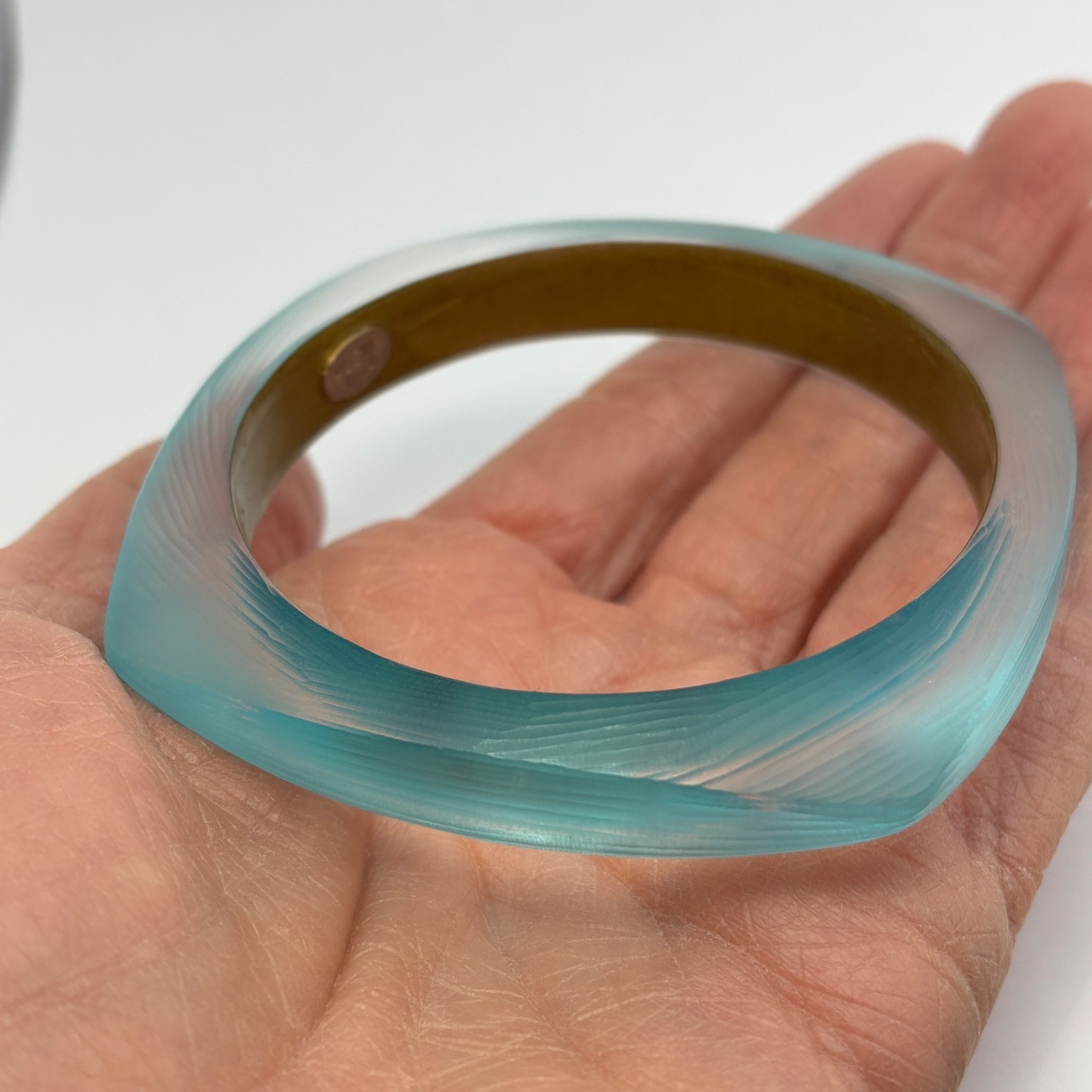 Alexis Bittar Bangle Bracelet Lucite Aqua Light Blue Translucent Vintage