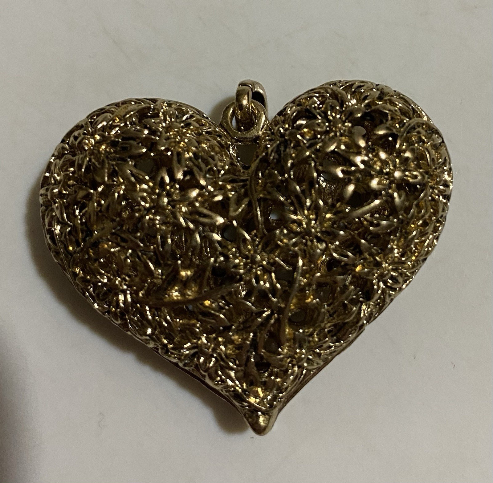 2 Vintage Pendants Puffy Heart Filigree And Shell On Orange Approximately 1.5”