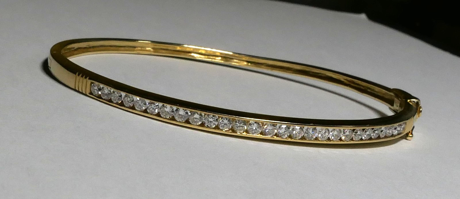 18K Yellow Gold Diamond Bangle Bracelet – 0.80 TCW – Secure Double Clasp