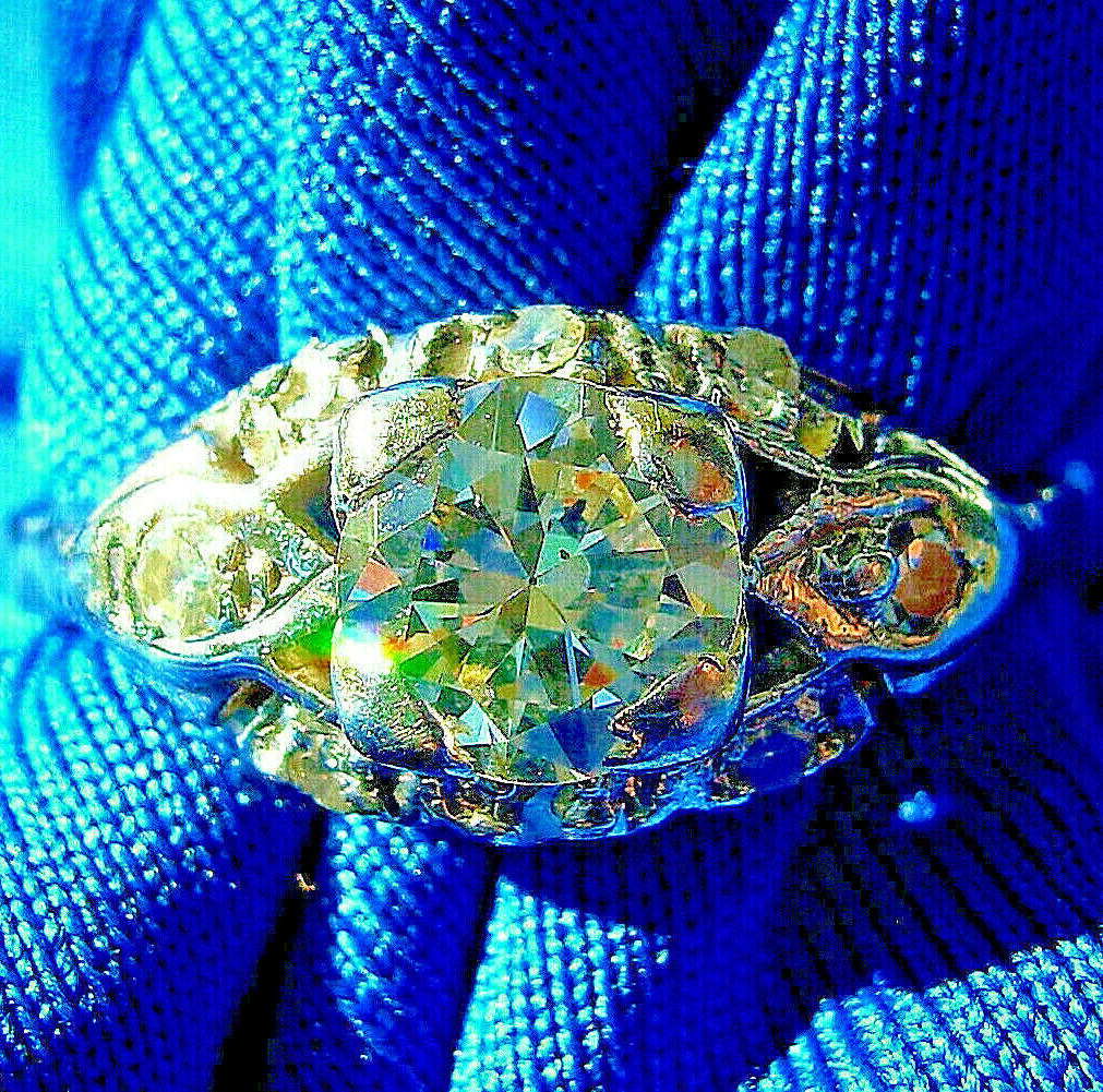 Original EARTH MINED DIAMOND Deco Engagement Ring Antique PLATINUM Solitaire S 8