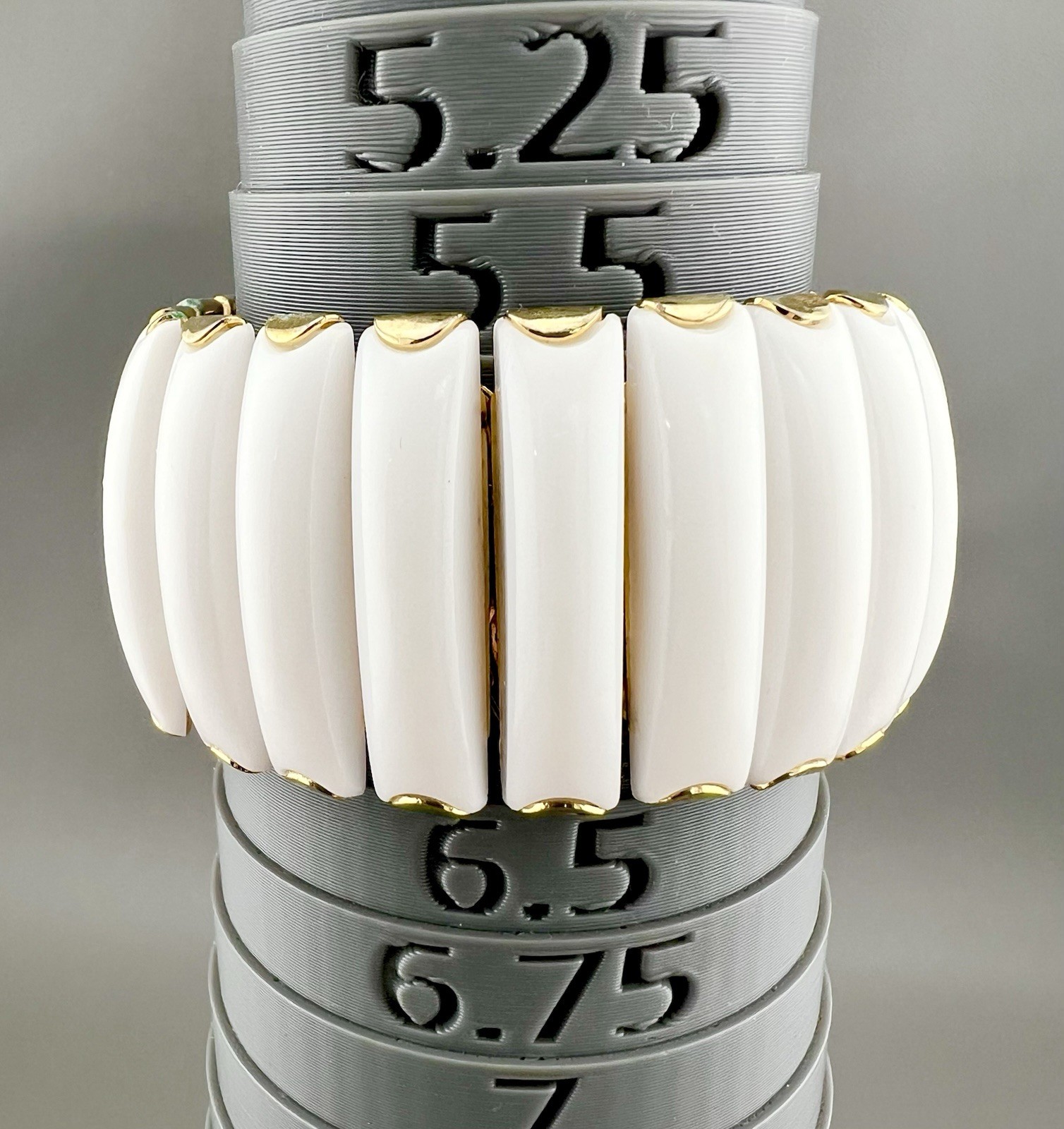 Vintage Thermoset Bracelet White Panel Gold Tone Expansion MCM