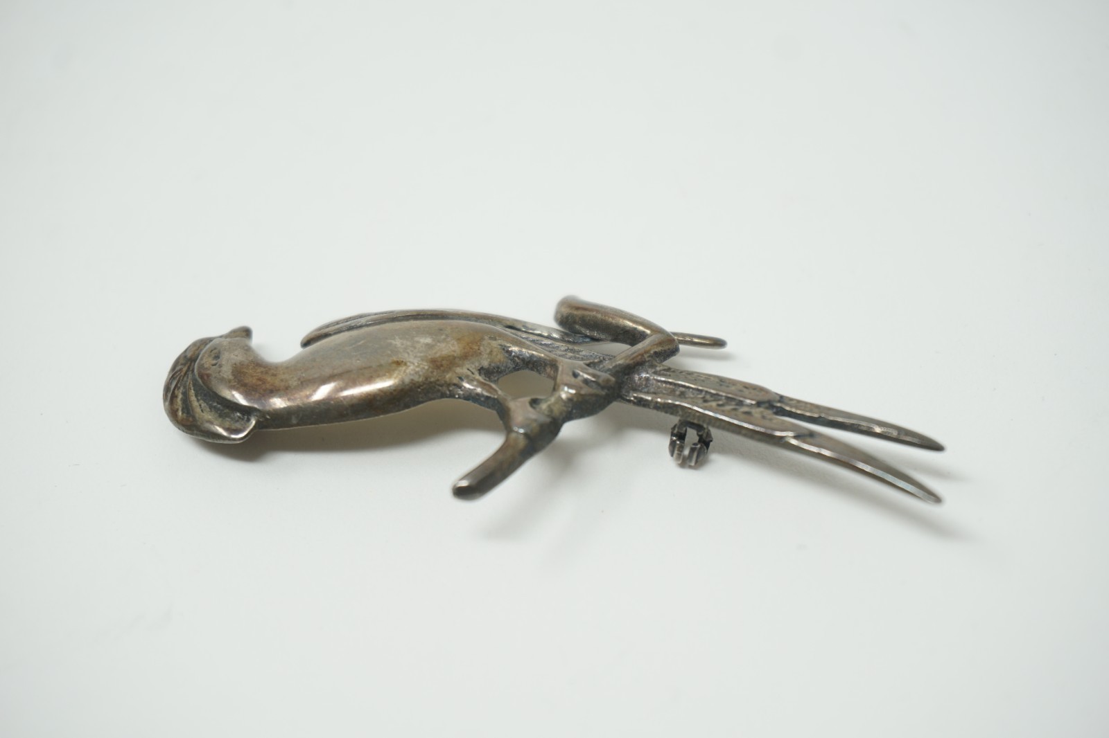 Vintage 925 Sterling Silver Quetzal Brooch Pin Guatemala Bird Parrot Stamped 10g