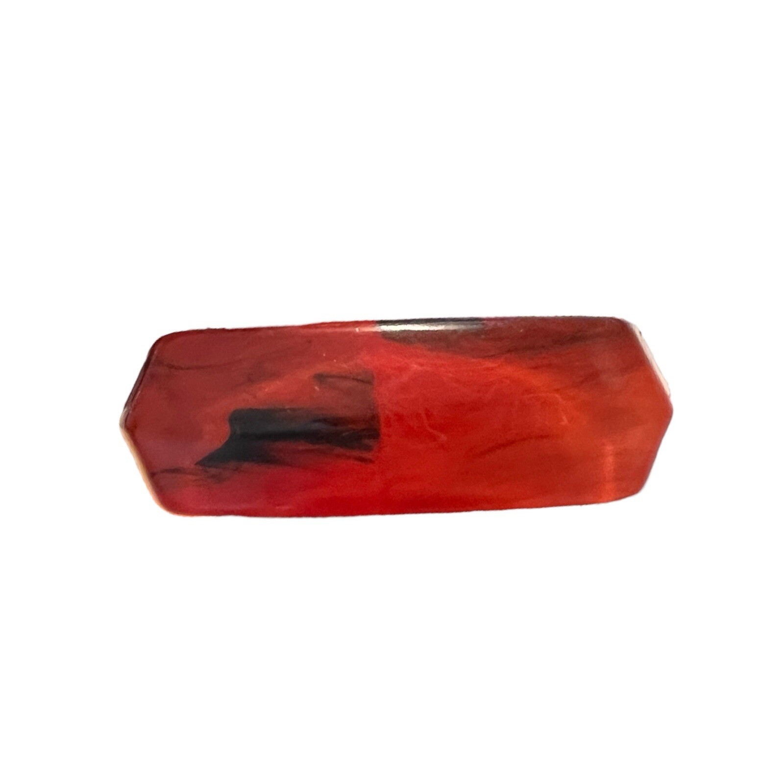 Vintage Chunky Redish Orange Brown Resin Lucite Square Bangle Bracelet Geometric