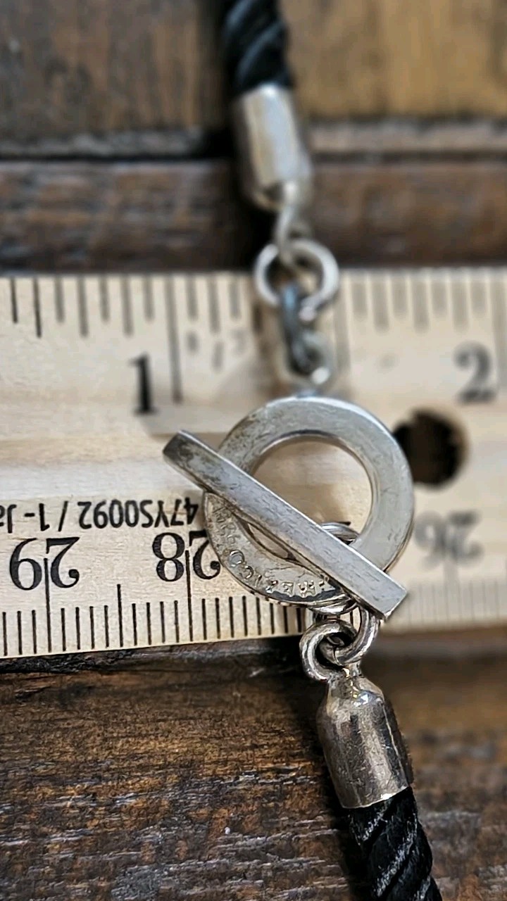 Vintage ATI Mexico 925 Toggle Lock On Black Cord Necklace 23.5″ Long