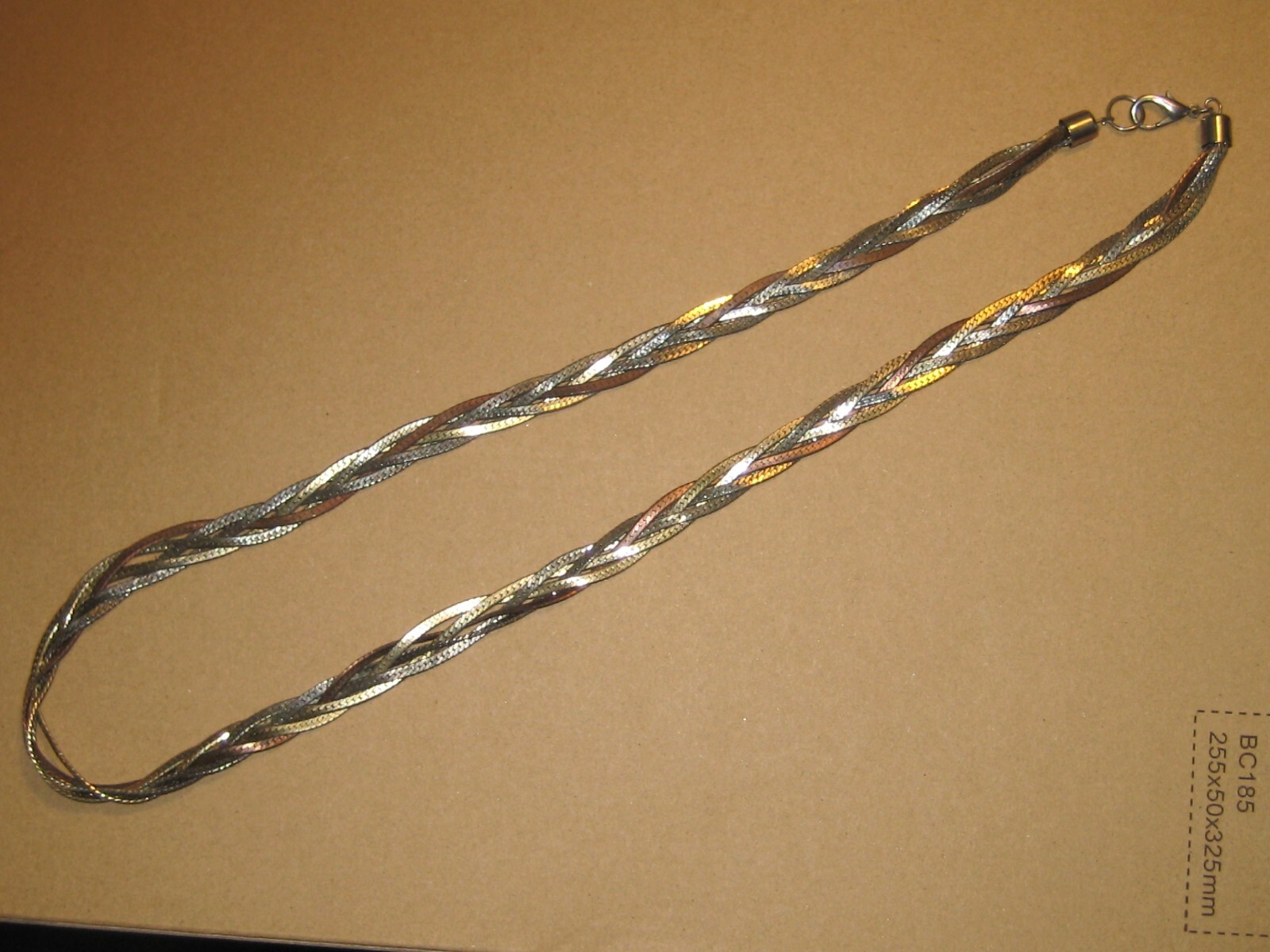 4 Strand Silver Tone Metal Braided Chain Necklace Vintage as Pictured