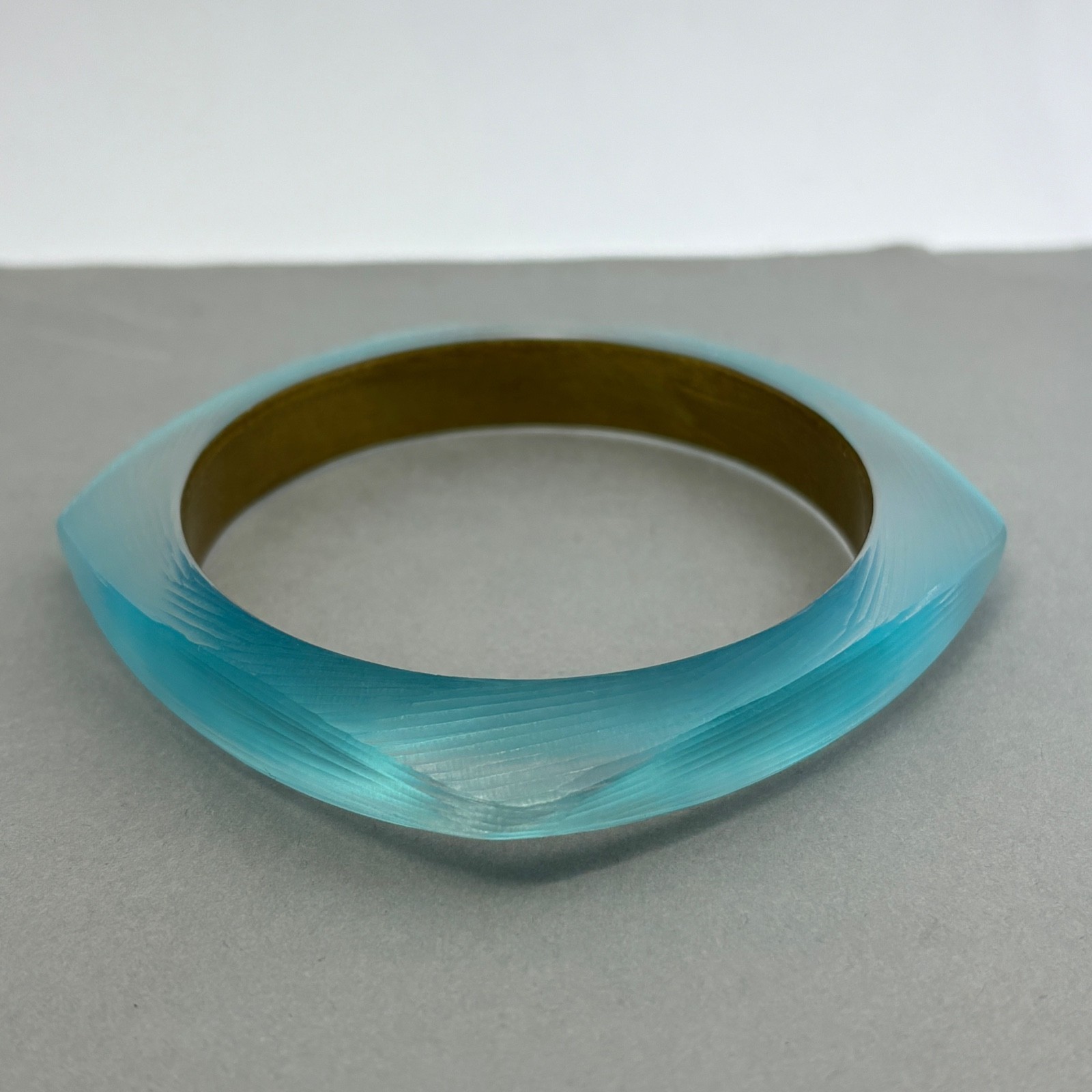 Alexis Bittar Bangle Bracelet Lucite Aqua Light Blue Translucent Vintage
