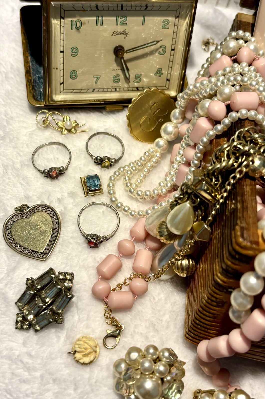 Romantic Estate Jewelry Lot Chest Sterling Gold Filled Pearls Hollycraft 1928