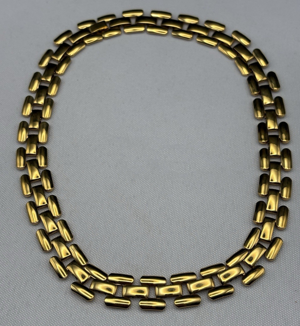 Signed Napier Gold Tone Square Link Chain Necklace Articulated Vintage