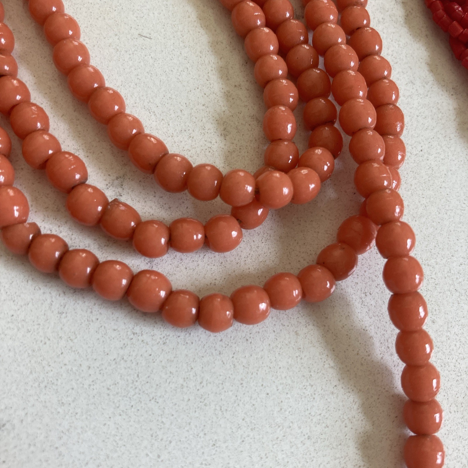 Vintage Red Orange Jewelry Lot Glass Bead Necklaces Earrings Sead Beads Pendant