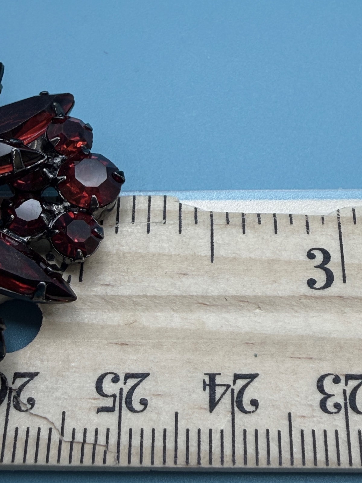 Juliana D&E Brooch/Pendant Vtg Ruby Red & Black Glass Rhinestones Verified 7125
