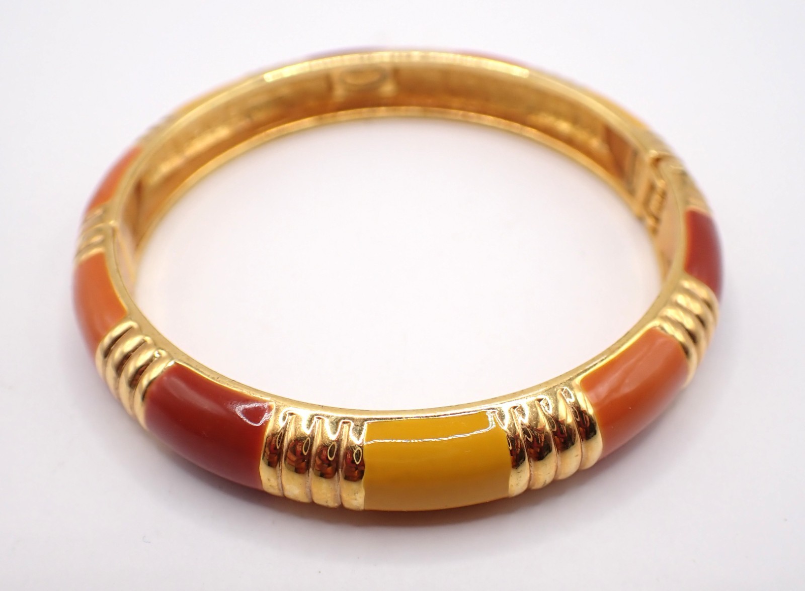 Joan Rivers Hinged Bangle Bracelet, Gold-tone, Fall Colors, Yellow, Rust, Orange