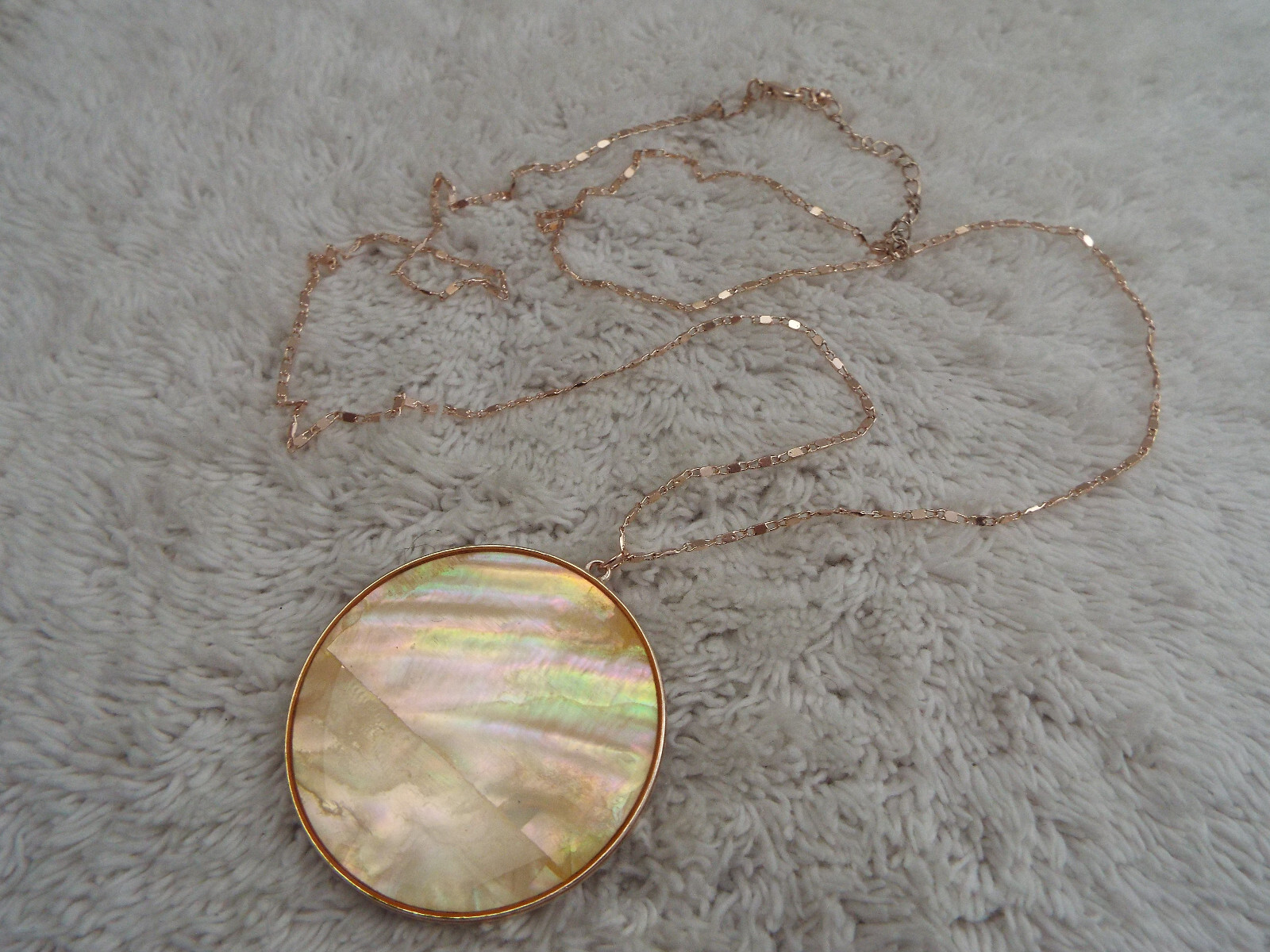 Rose-Goldtone Yellow Shell Acrylic Pendant Necklace