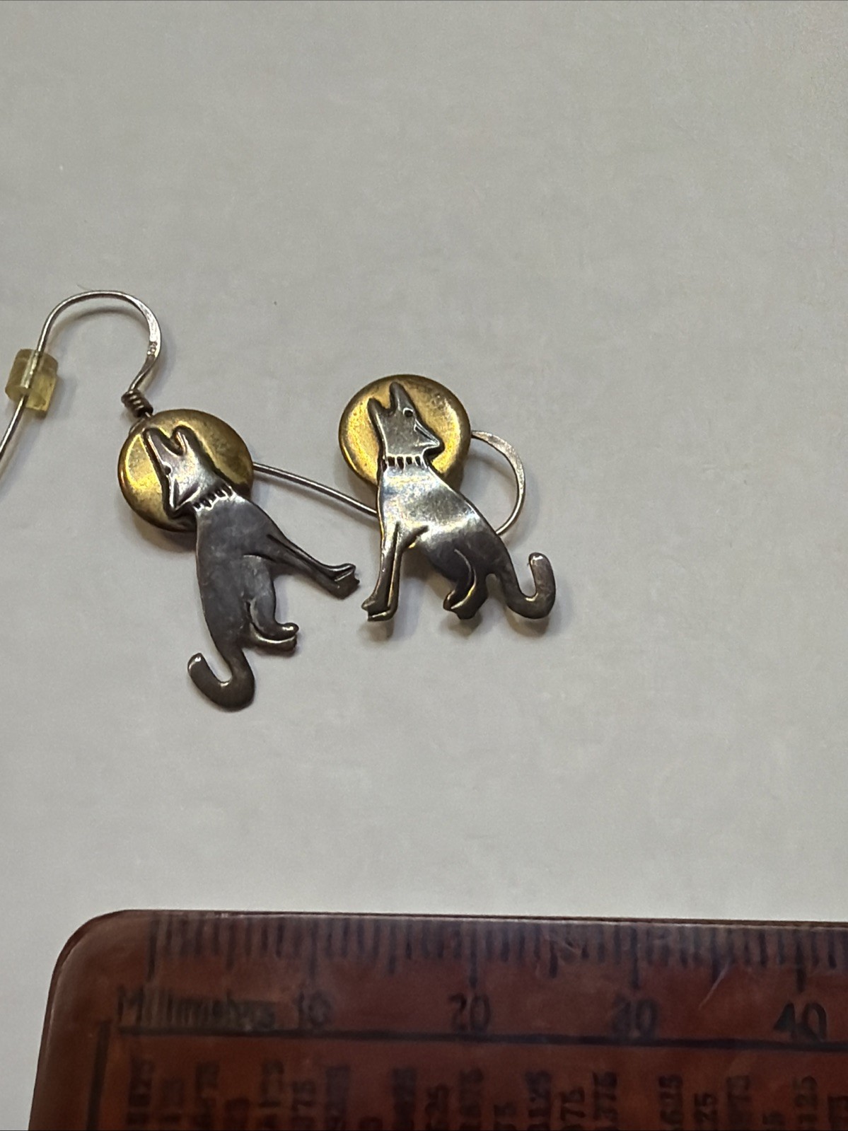Signed Ben Chavez Native Sterling Silver Howling Wolf Coyote Earrings Vintage