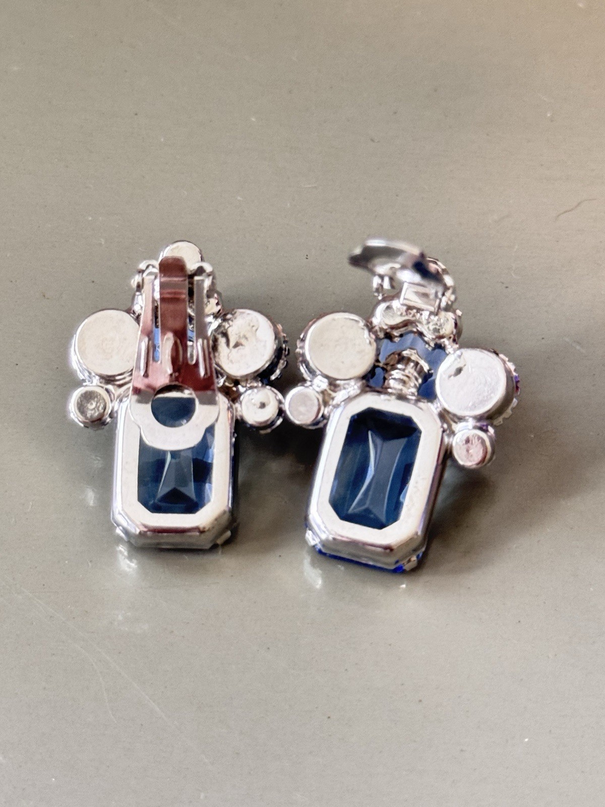 Vintage Verified JULIANA Bracelets, Brooch & Earring Set, Blue Octagon & Beads
