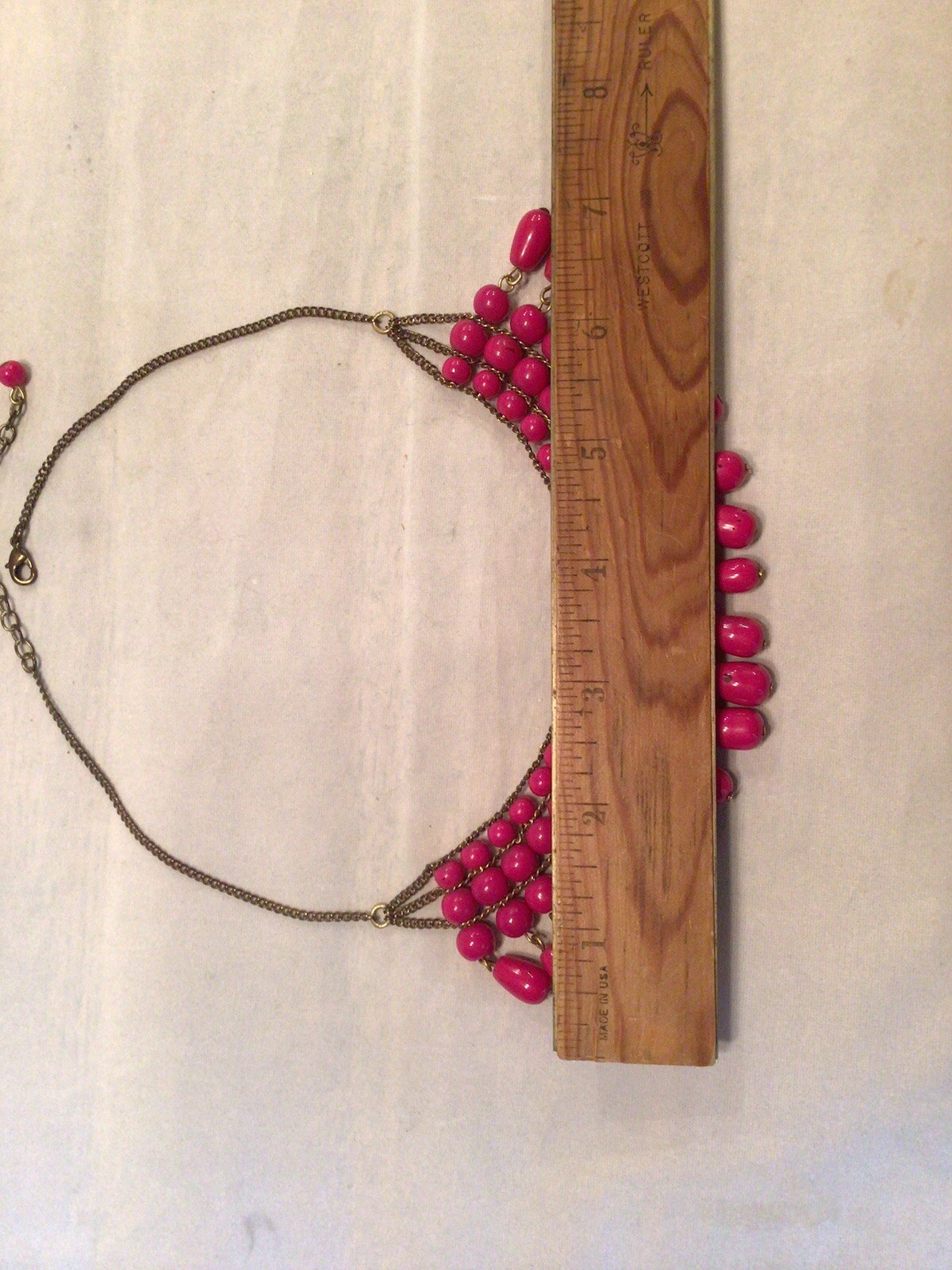 Vintage Bordeaux Red Beaded Fringe Bib Collar Necklace Multi Strand