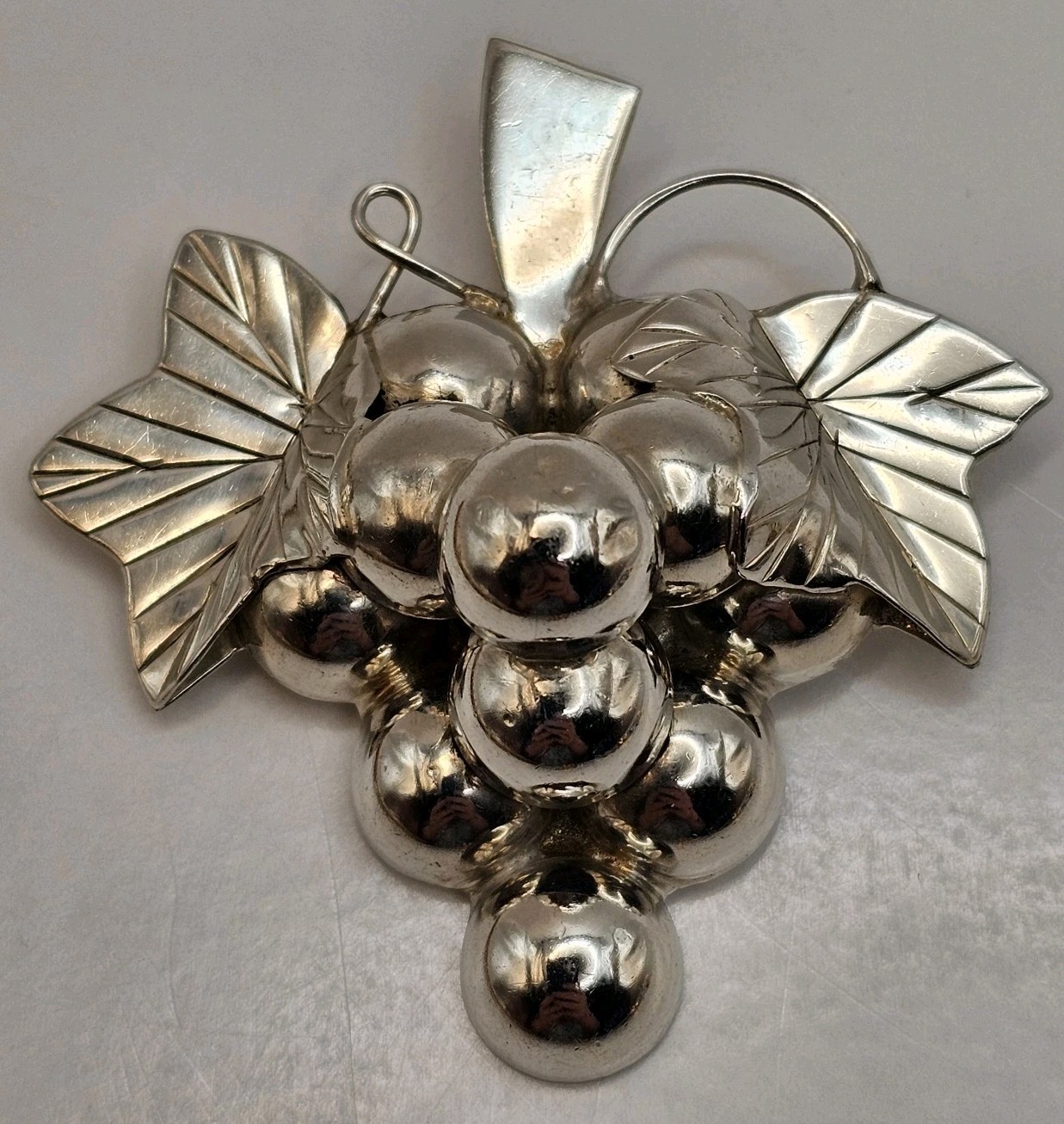 Vintage Mexico Sterling Silver 925 Large Bunch of Grapes Pin Brooch 22g