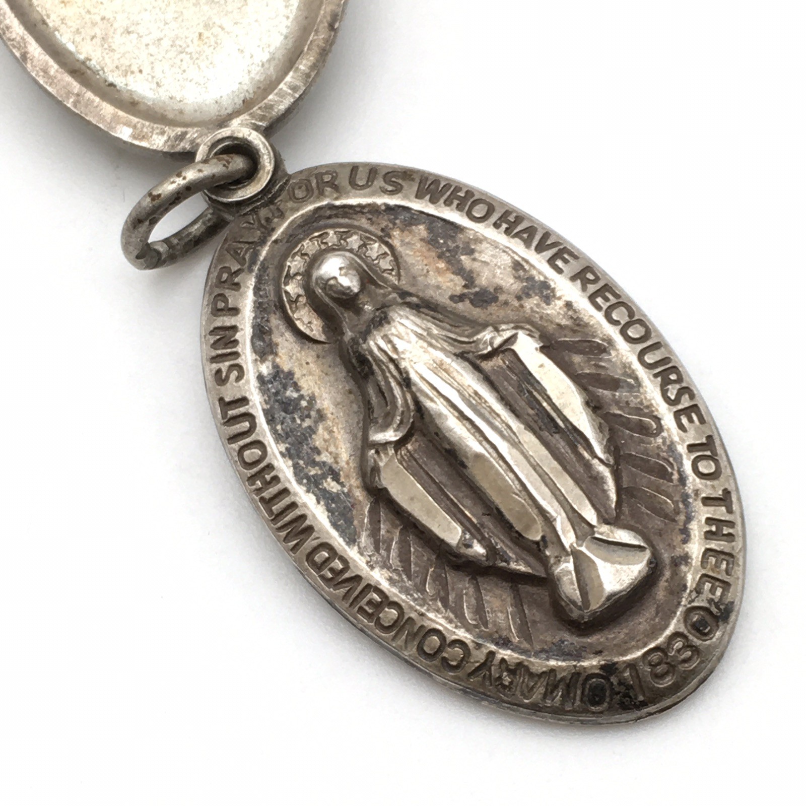 13.3g Vintage Sterling Silver CHAPEL Mary & St Christopher Religious Medal #90