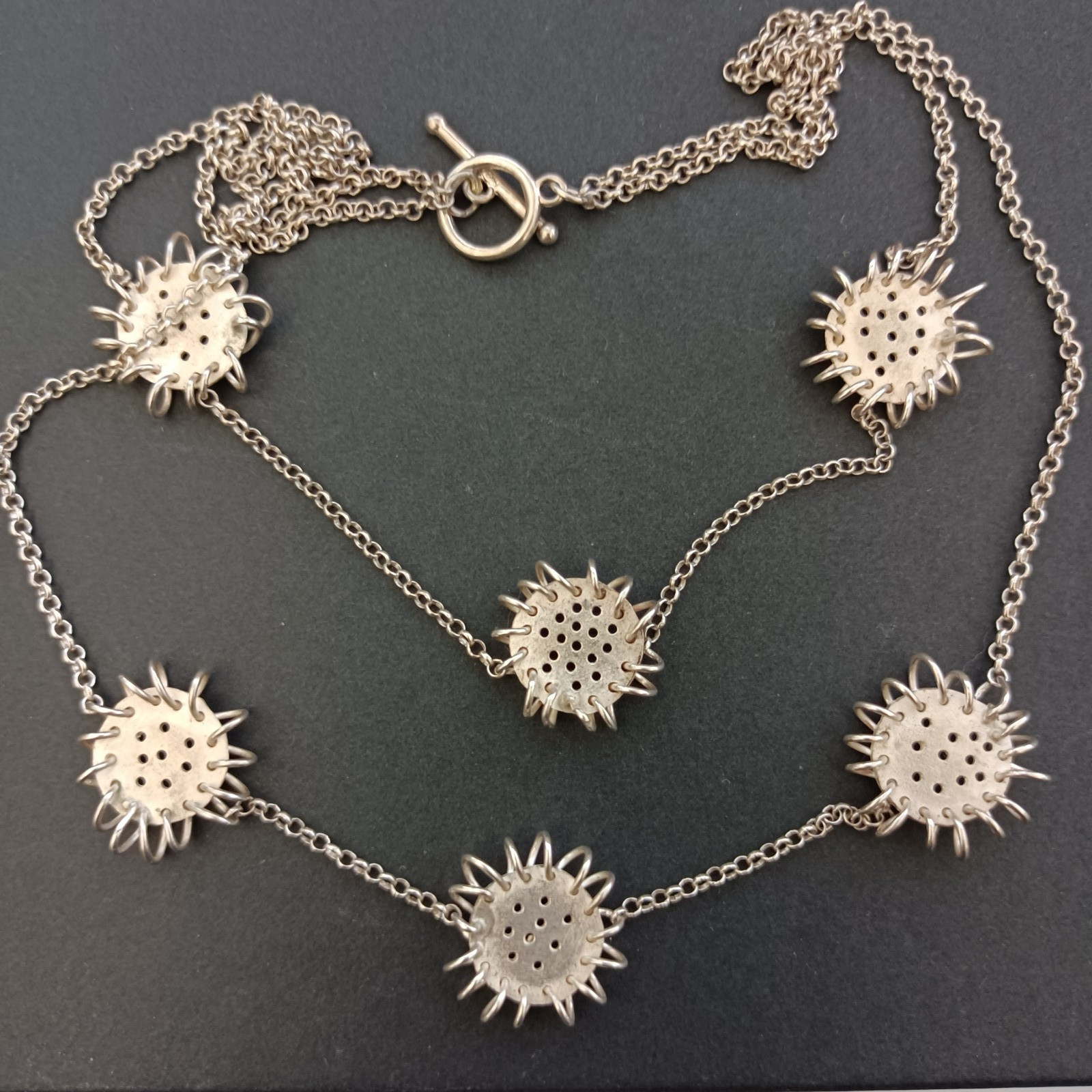 Artisan Sterling Silver Layered Necklace Modernist Freeform Statement VTG OOAK
