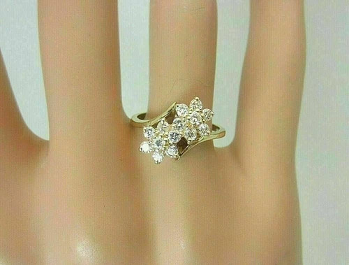 2Ct Round Cut Lab Created Diamond 14K Yellow Gold FN Cluster Engagement Ring