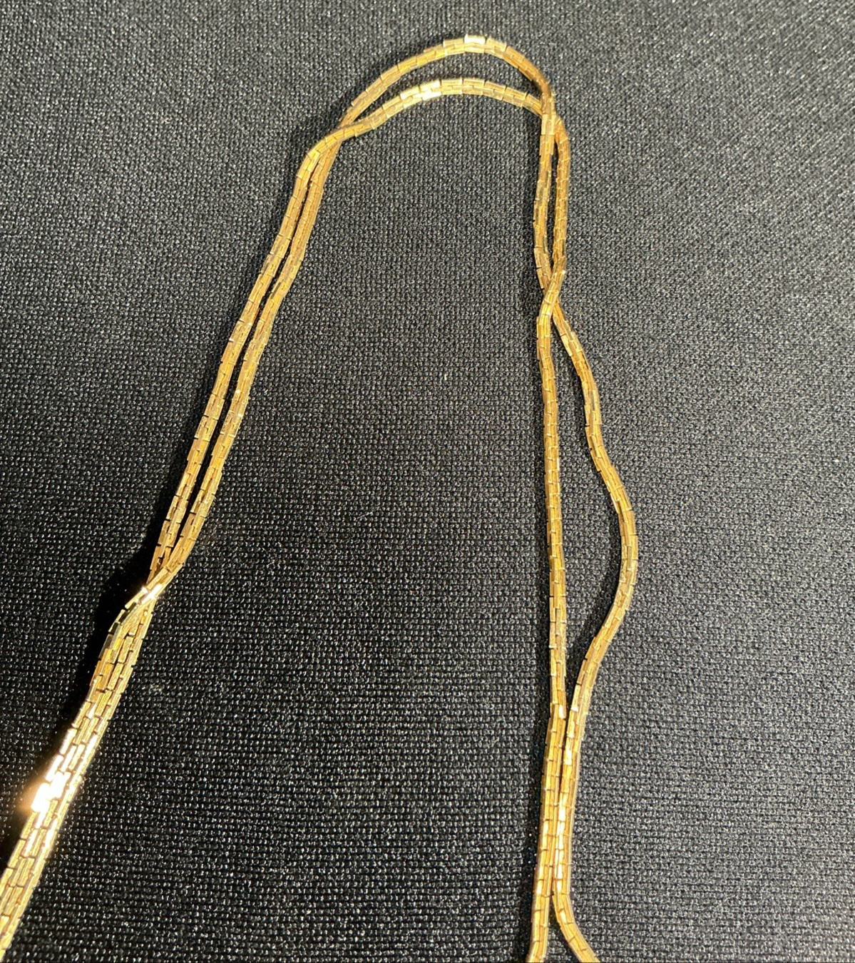Vintage Gold Tone MONET Modernist Rope Knotted Pendant Necklace Designer