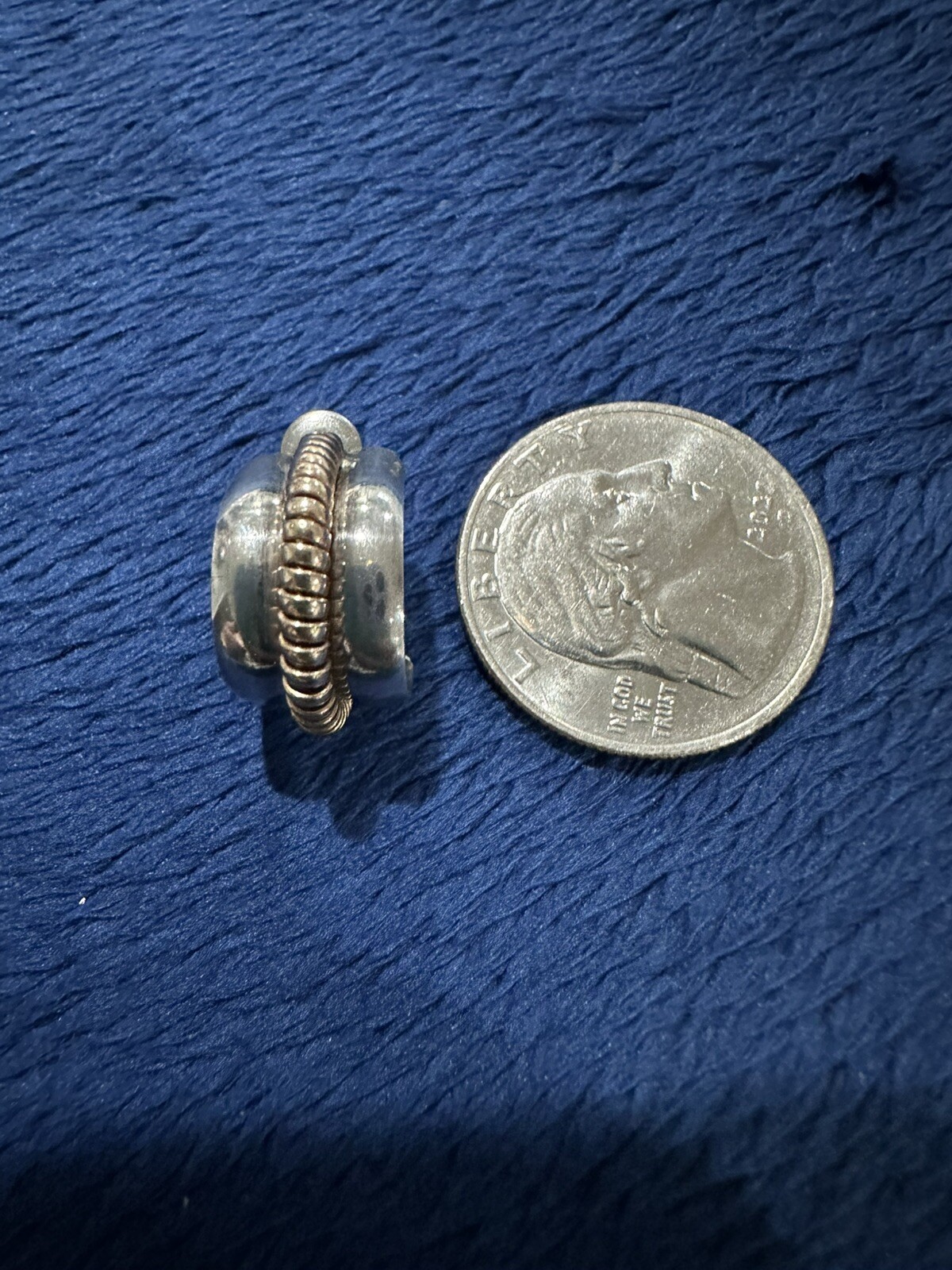 Vintage Two Tone Sterling Silver 925 & Brass Huggie Earrings, 17.5mm Long.
