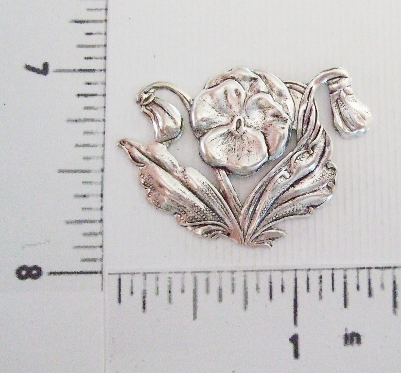 30414 Matte Silver Oxidized Pansy Brass Jewelry Finding