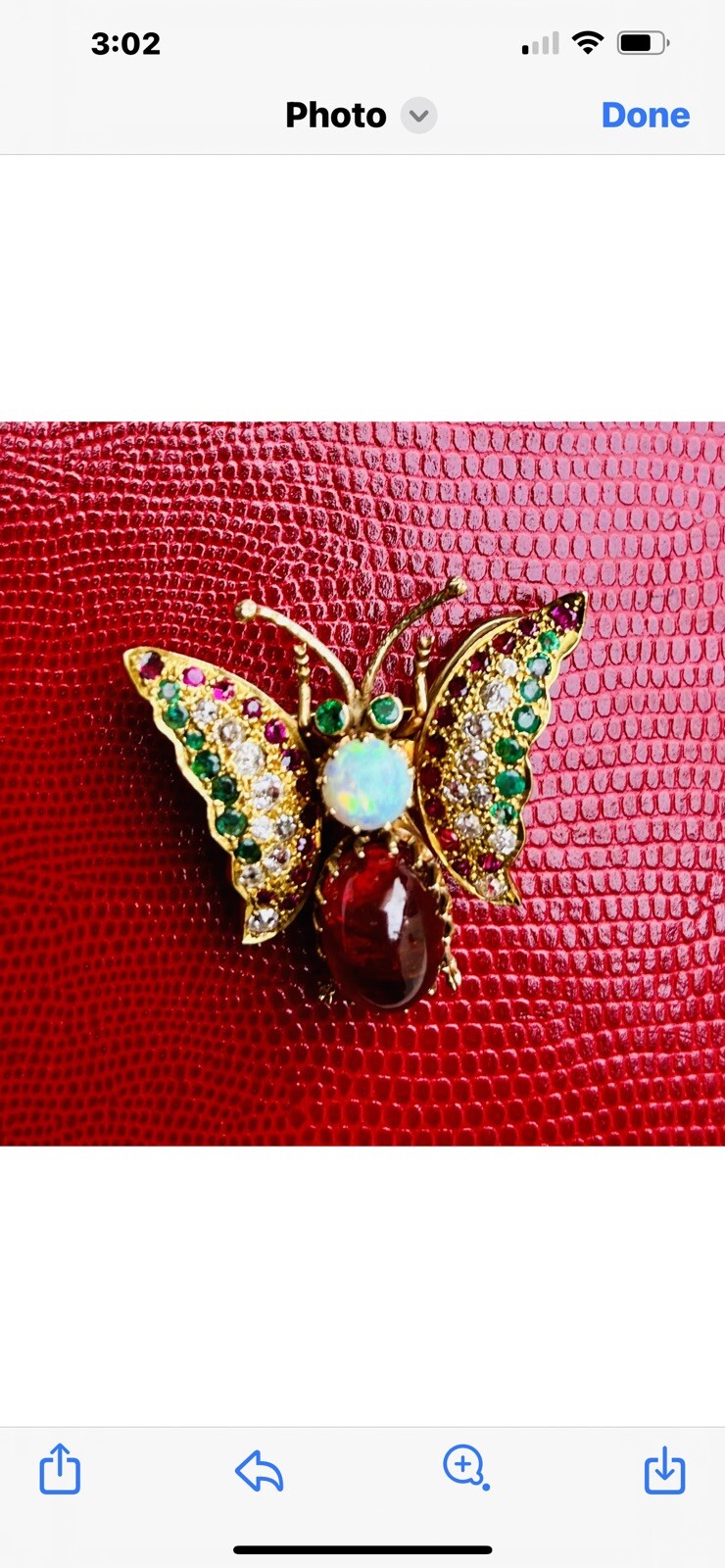 DIAMOND , GOLD ,OPAL, BUTTERFLY ,RUBY,EMERALD T= 1.80 CT PENDANT BROOCH 15.10 GR