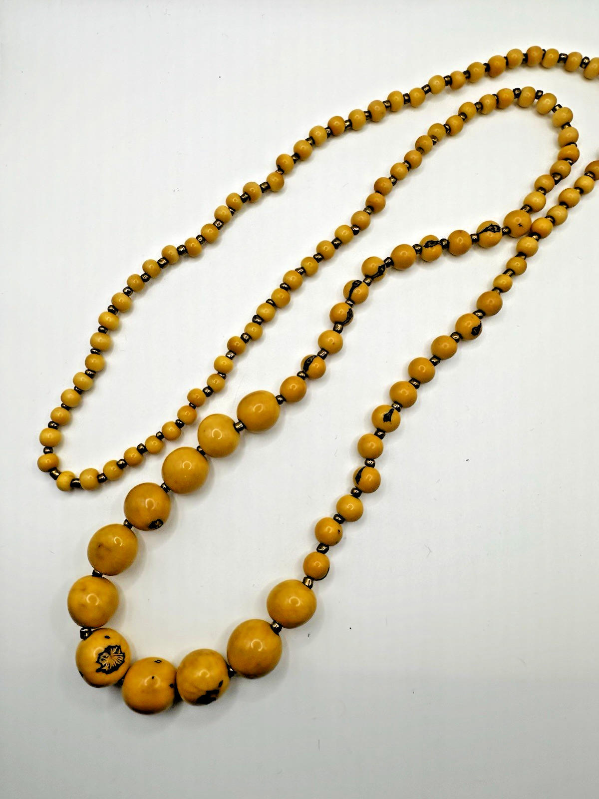 Butterscotch One of A Kind Beaded Statement Necklace with Gold Tone Spacer Beads