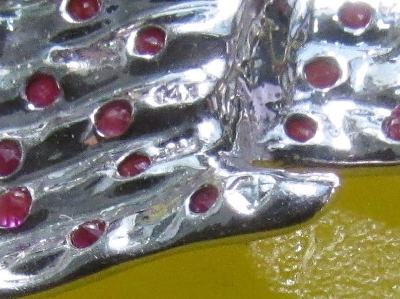 14K White Gold American Flag Pin Brooch Rubies Sapphires Diamonds Patriot