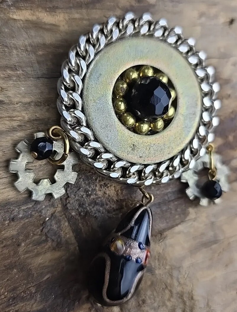 Heavy Metal Steam Punk Broach Artist Signed