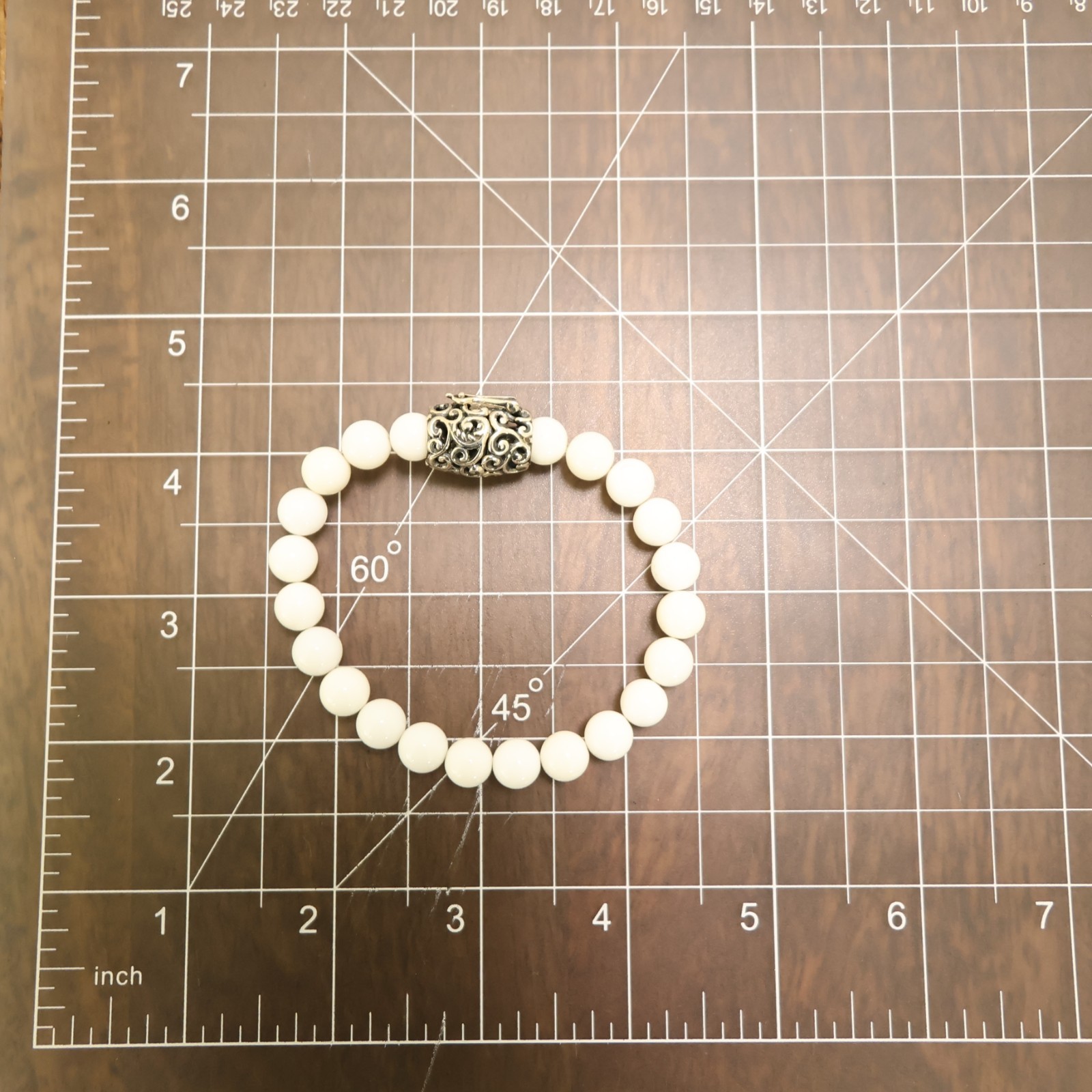 Carolyn Pollack bracelet Relios white agate beads silver magnetic clasp 6.75in