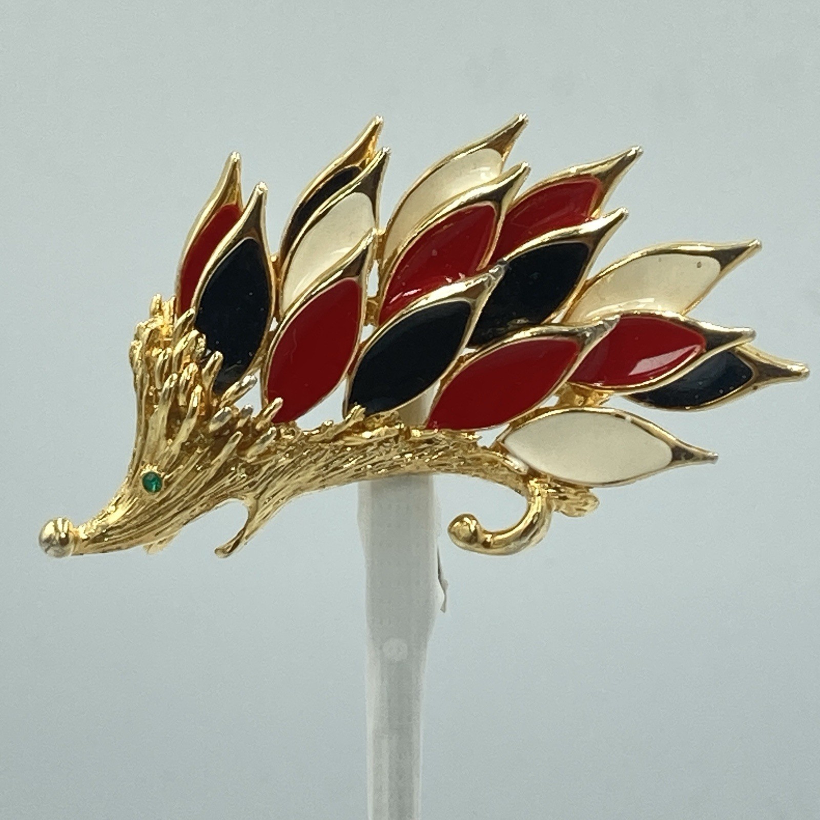 Vintage Signed ORENA Paris Hedgehog Brooch Gold Tone Enamel Pin France rare htf