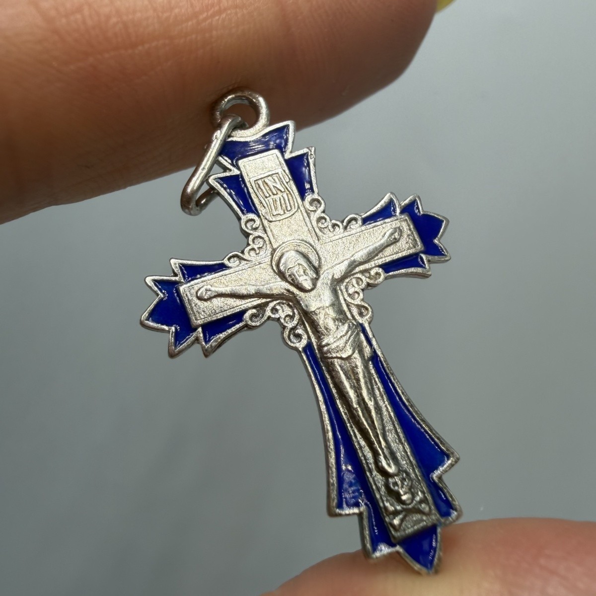 Vintage Pendant Icon Cross Enamel Sterling Silver 925 Jewelry Stamped 3.20gr