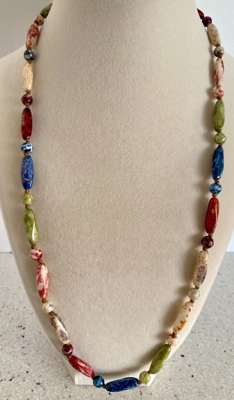 Lot of 3 Vintage Necklace Abalone Shell Picasso Bead Statement Necklaces Artisan