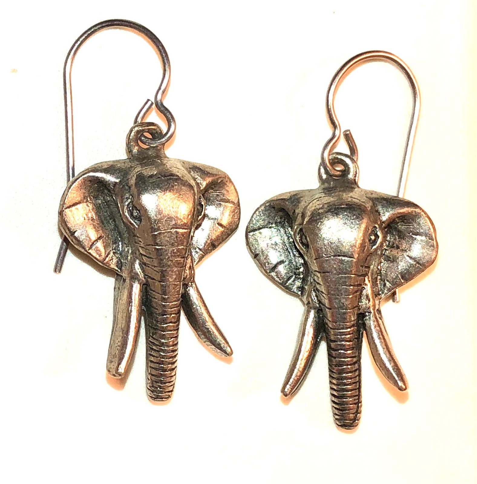 Silver Elephant Earrings Pewter Safari Drop Dangle Jim Clift GOP 80s Vintage
