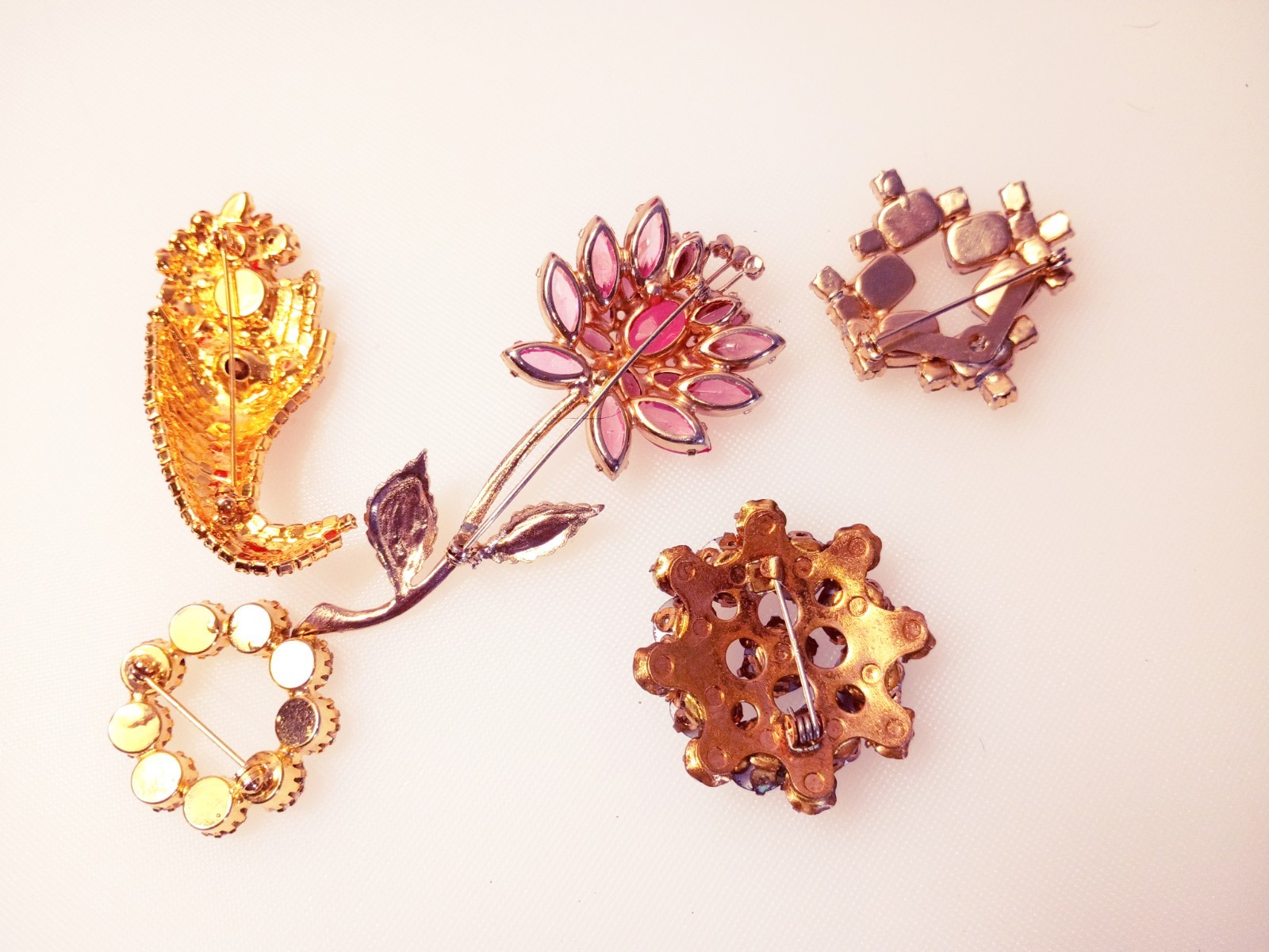 Rhinestone Brooch Vintage Jewelry Lot of 5 Brooches