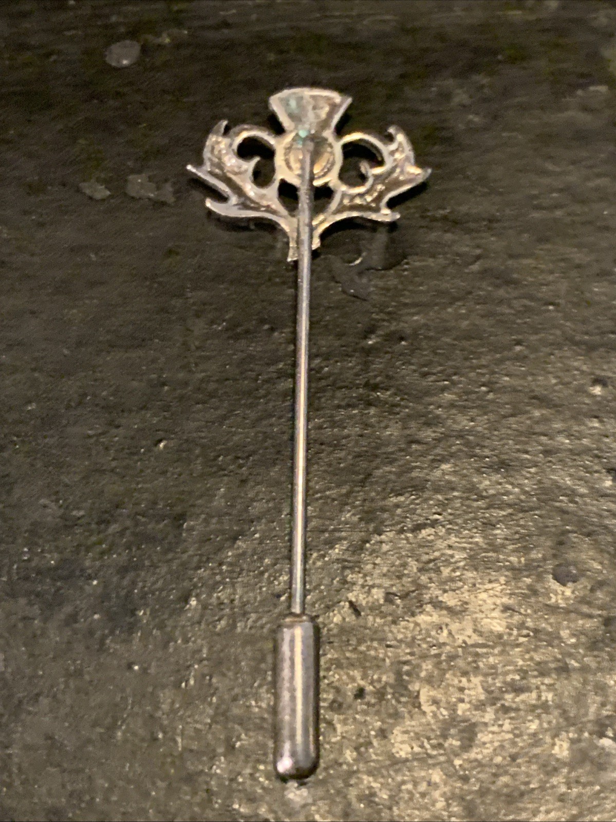 Vintage Scottish Thistle Silver Tone Stick Pin. Approximately 2 Inches Long.