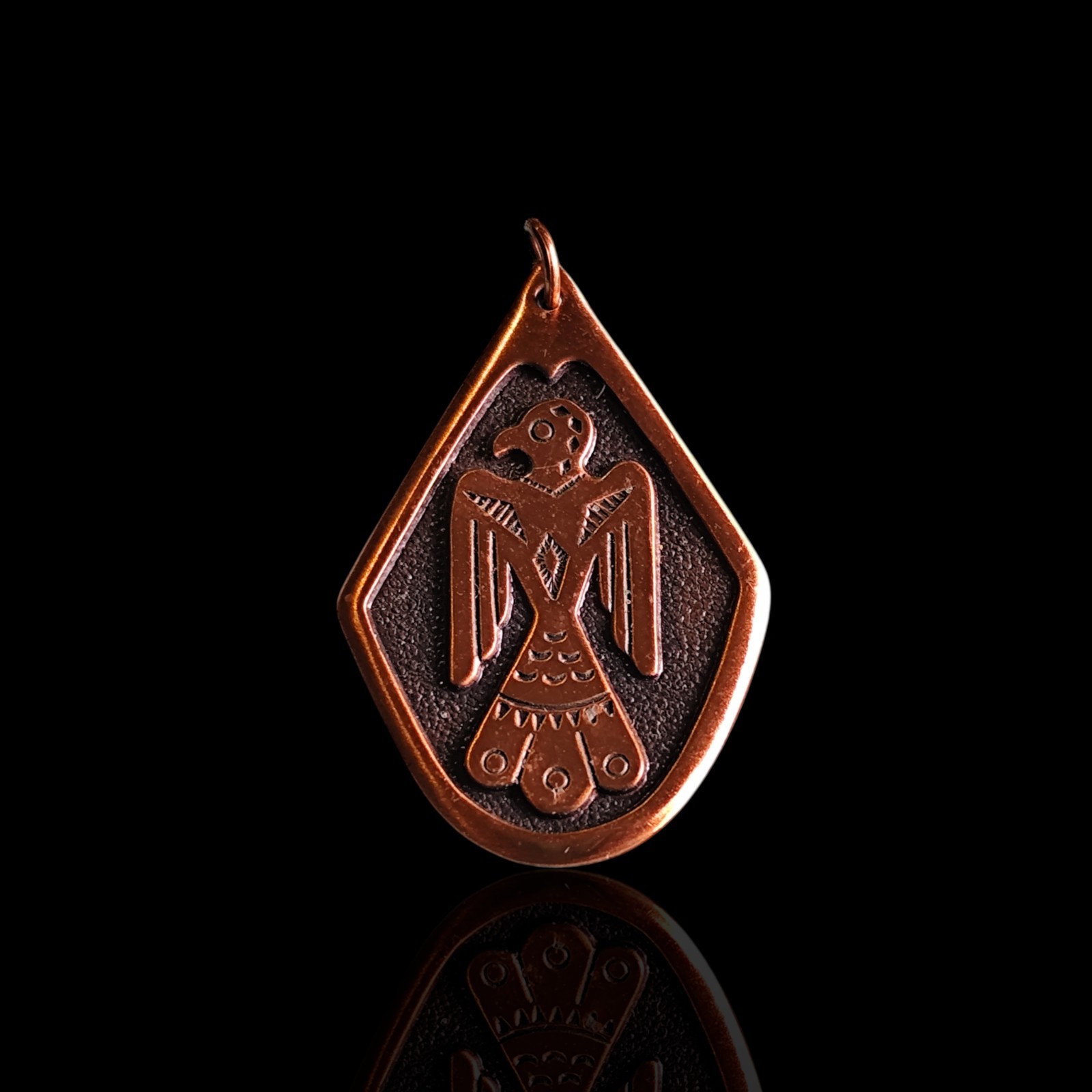 Vintage Solid Copper Thunder Bird Southwestern Western Pendant 1.4″