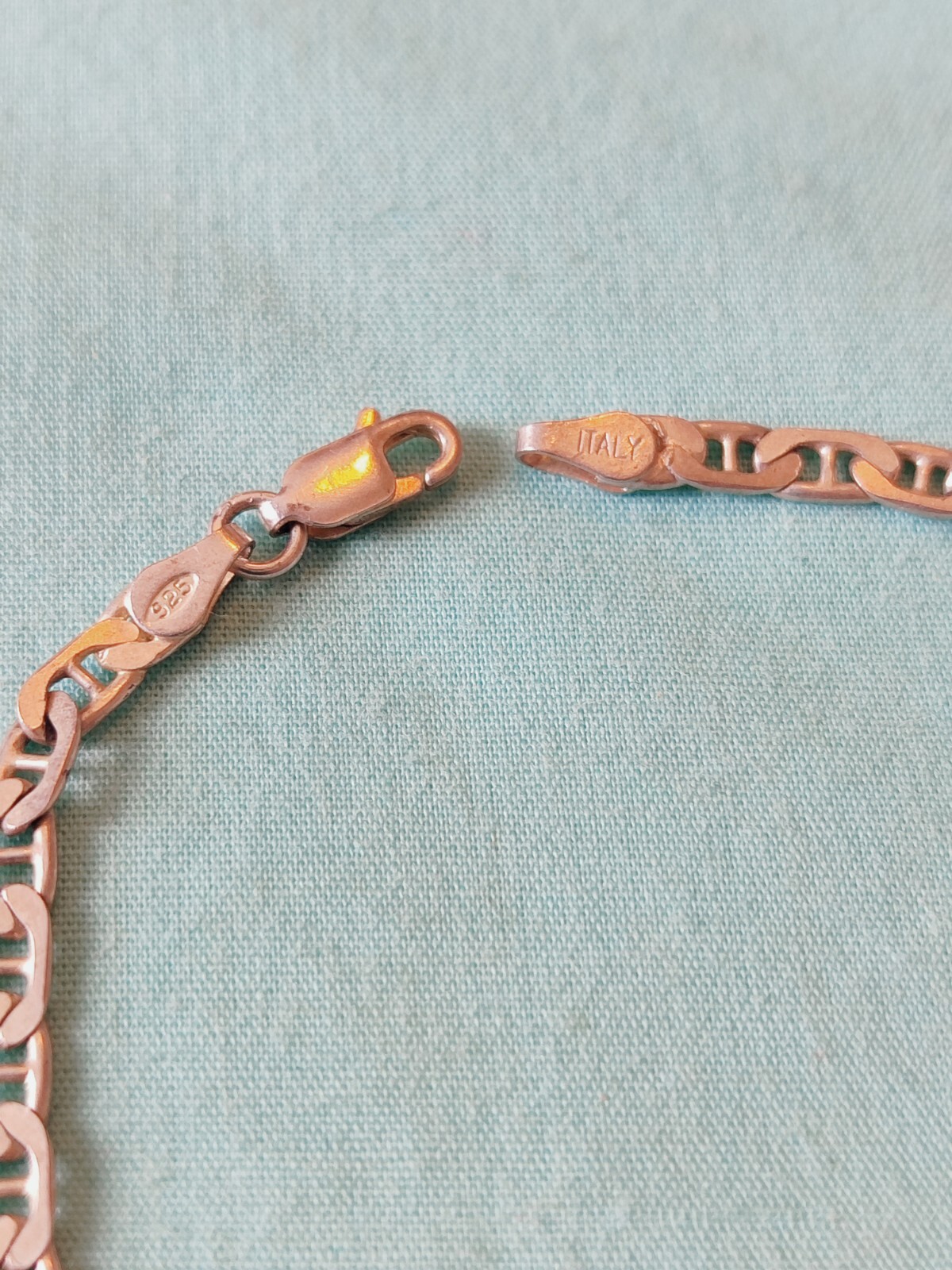 Vintage Italy Sterling Silver 925 Mariner Chain Bracelet 8″