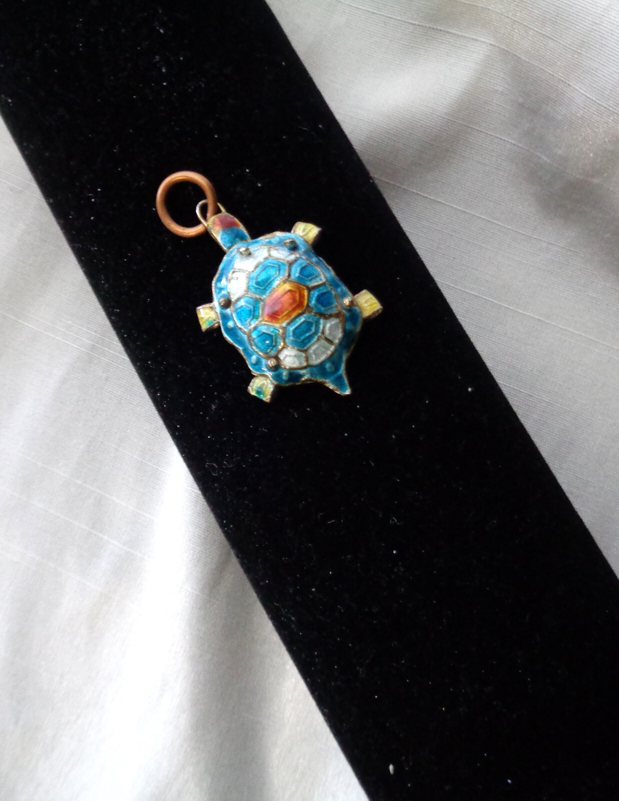 vintage enameled articulated turtle charm, approximately 1 1/2 “