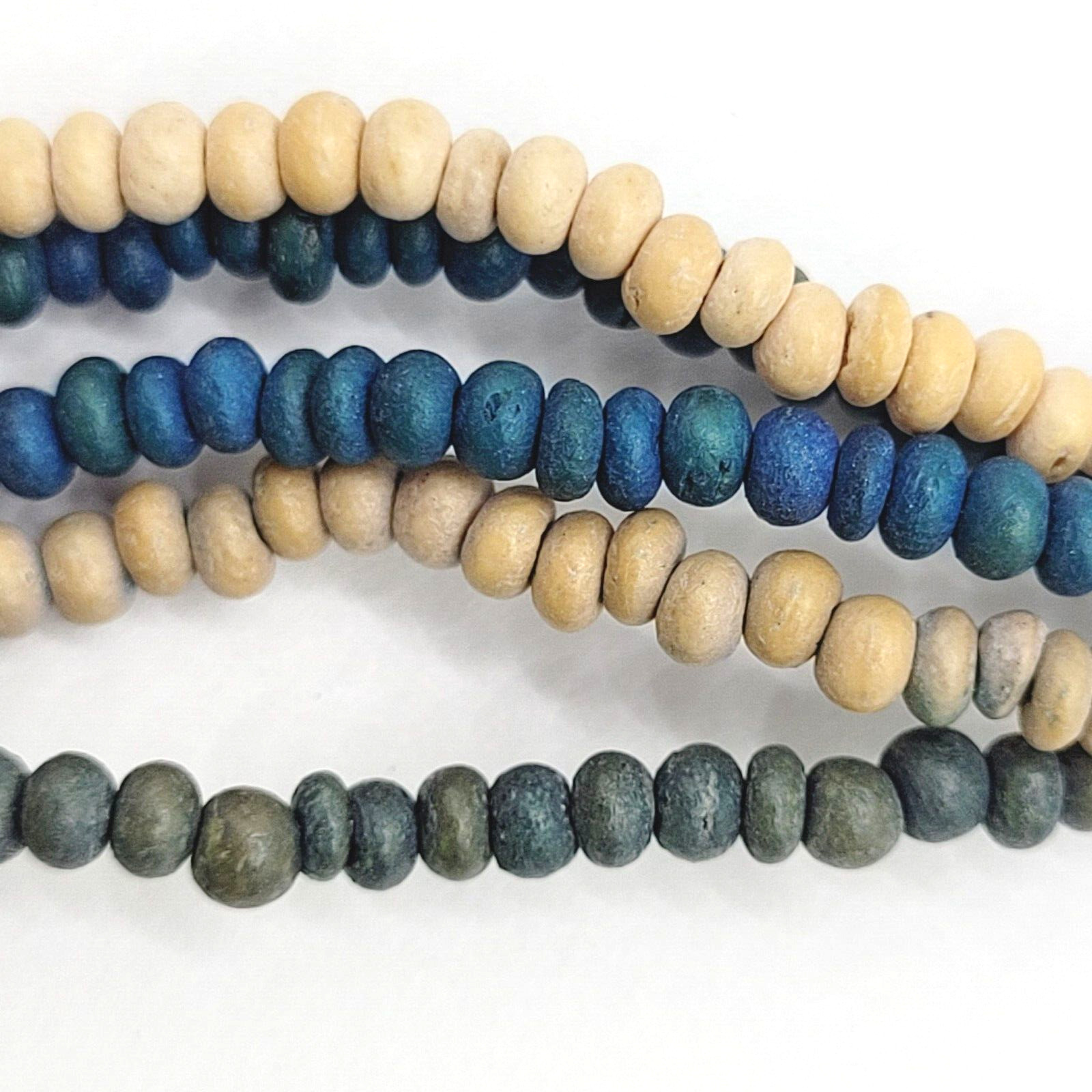 Peacock Blues Silver Tone Multi Strand Unique Bead Styles Vintage Necklace 24 In