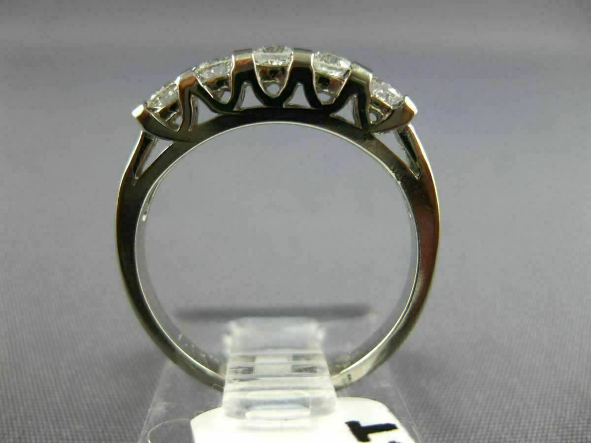 ESTATE 5 DIAMOND 14K WHITE GOLD TENSION SET WEDDING ANNIVERSARY RING 2.5MM 14603