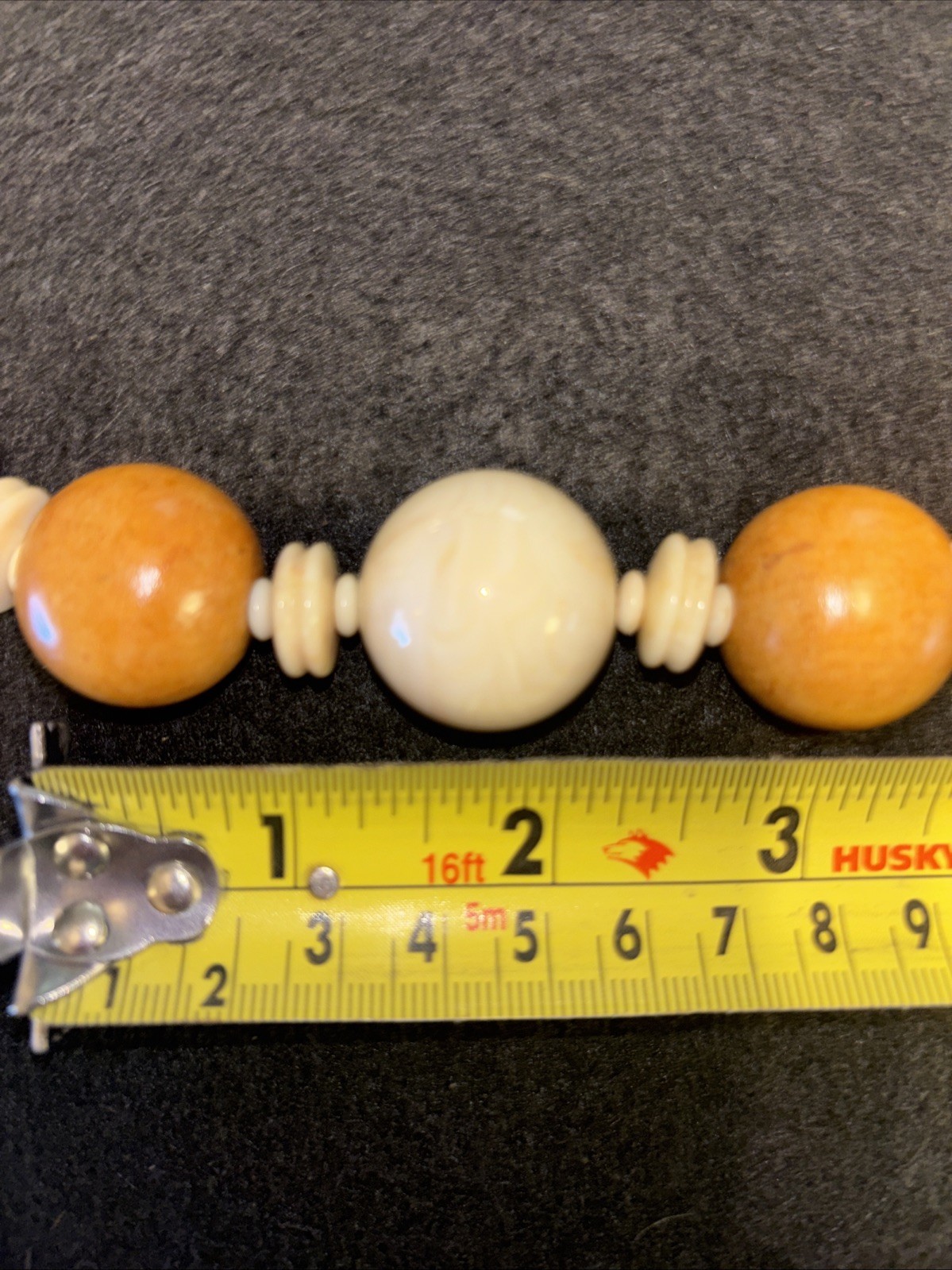 Vintage Earth Tones Lucite And Wood Beaded Chunky Necklace 36” Statement