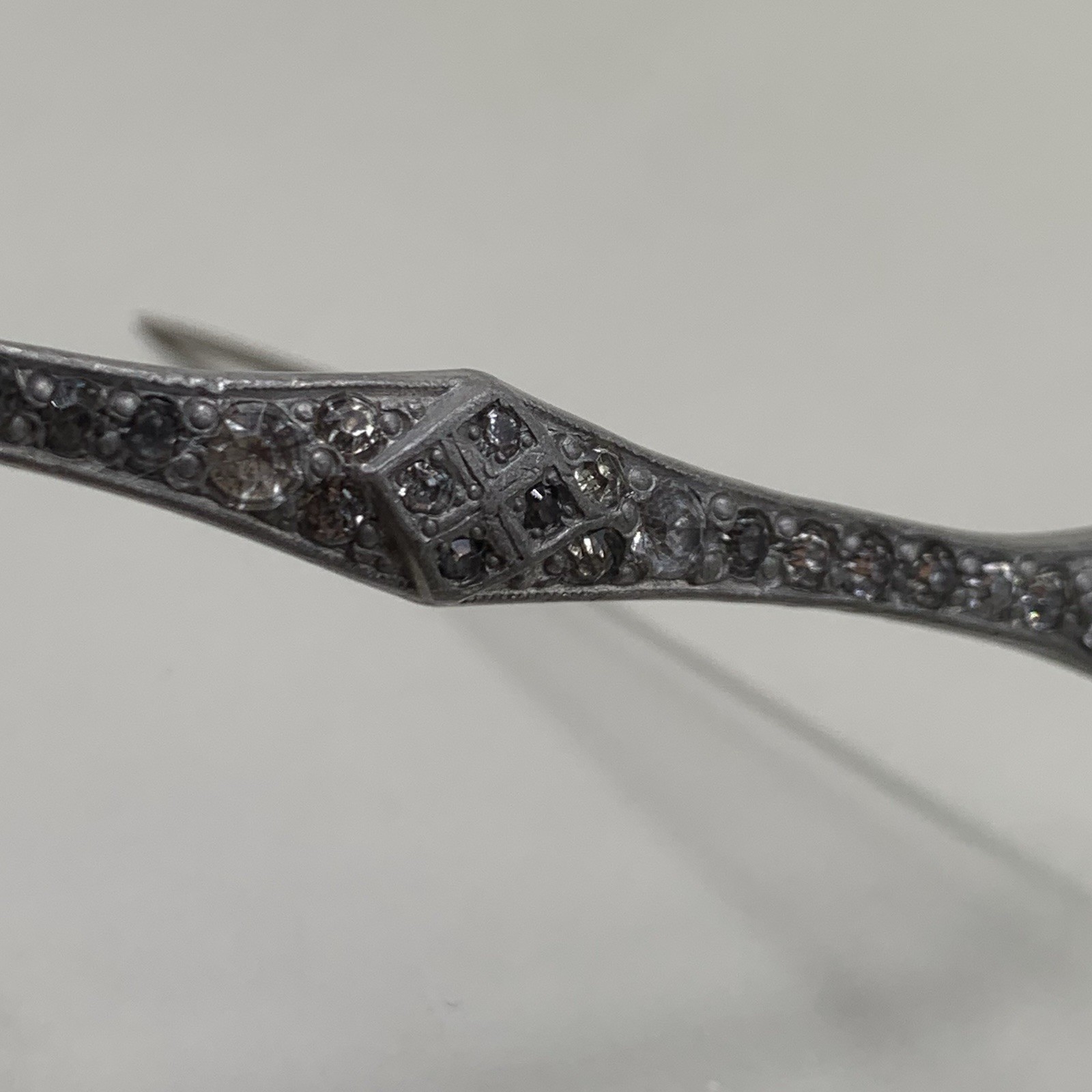 Antique Art Deco Fishson Silverite Rhinestone Bar Brooch 1920s