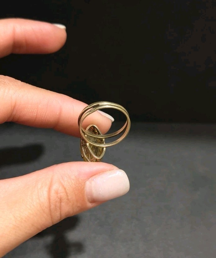 Vintage Gilt Silver Engagement Ring 875 soviet Women’s Jewelry