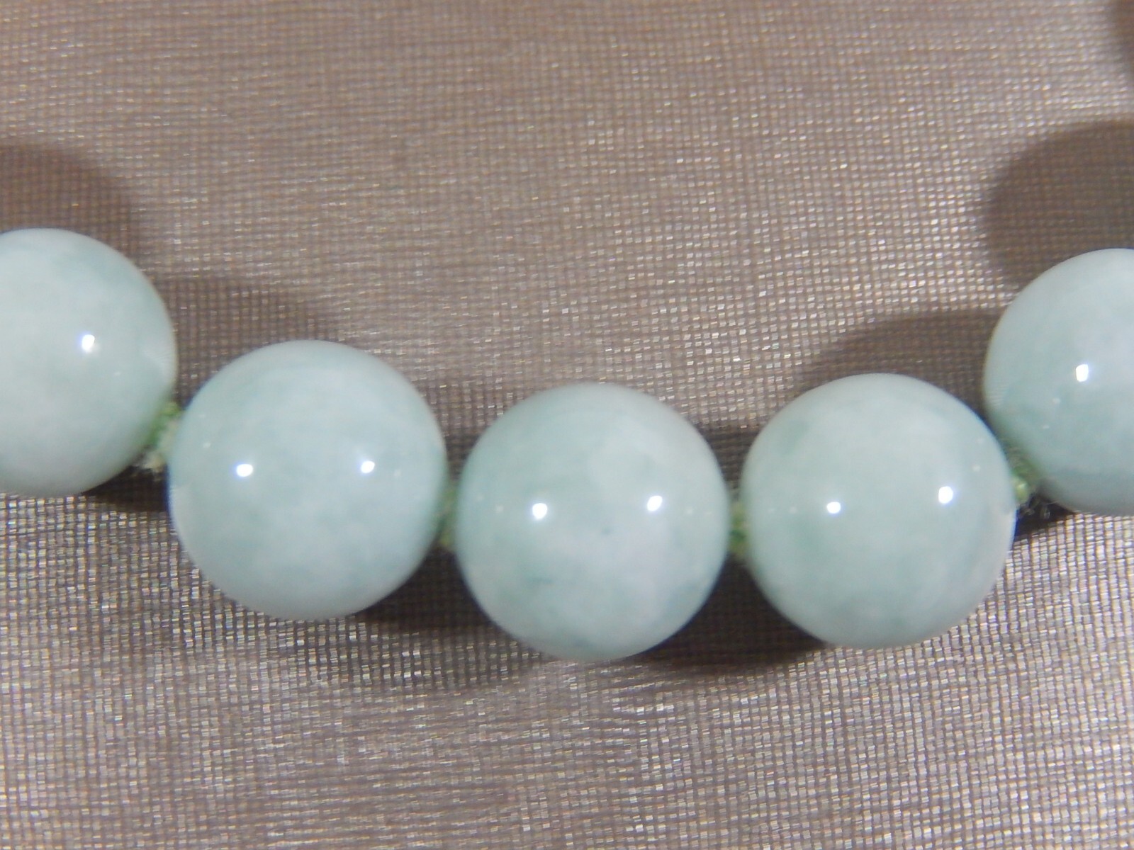 VTG FINE QUALITY AMAZONITE 12mm BEAD HAND KNOTTED NECKLACE W 925 MARCASITE CLASP