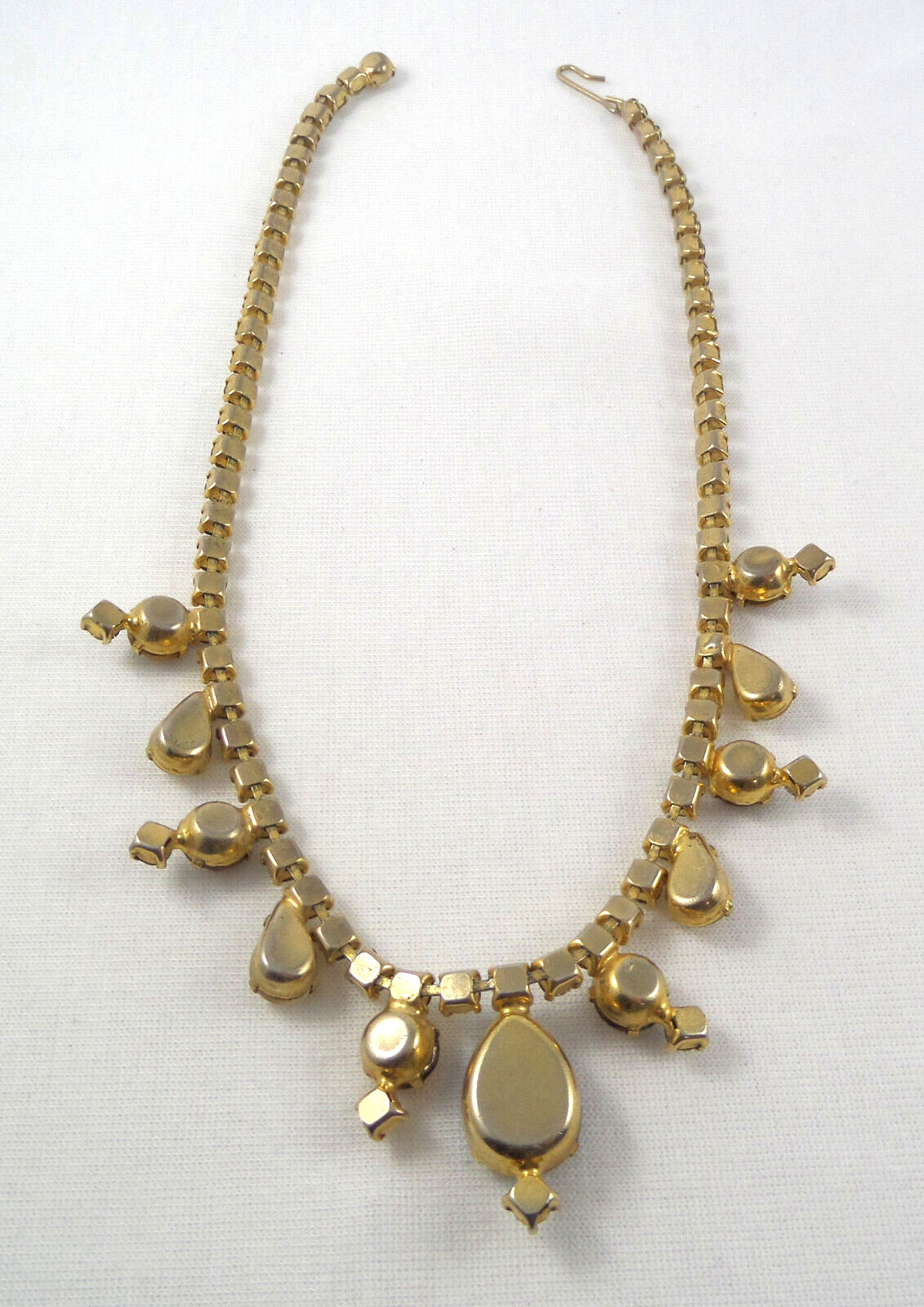 VTG Juliana Style Necklace Yellow & Brown Rhinestones Different Sizes & Shapes