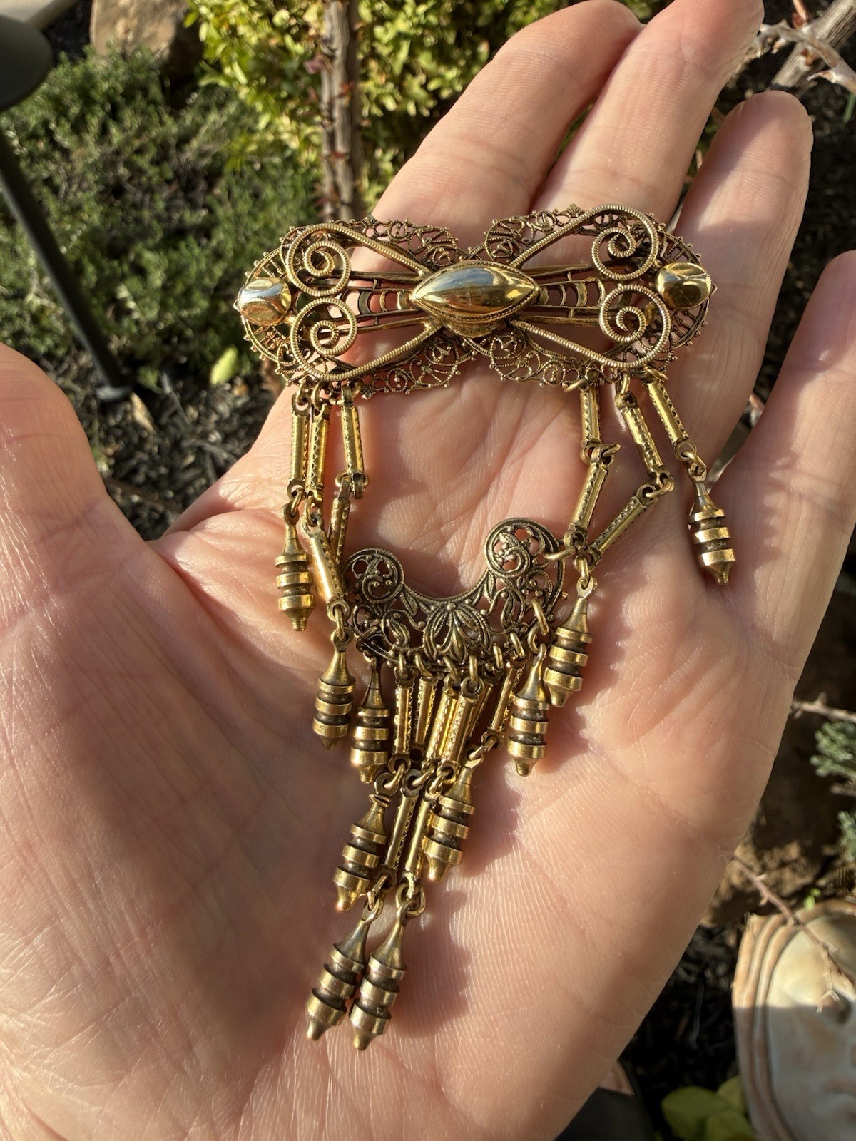 Original By Robert Vintage Victorian Revival Antique Gold Plated Festoon Brooch